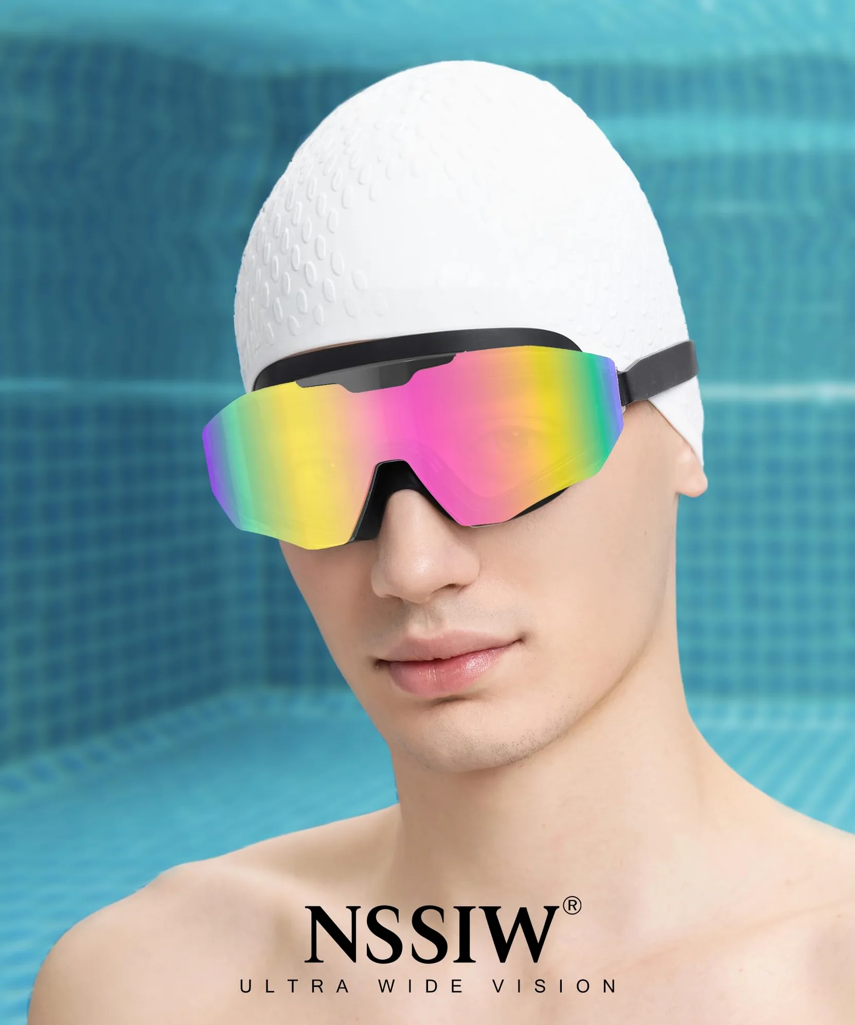 NSSIW Gafas de natación para adultos, sin fugas, con protección UV400, antivaho, amplia visión para hombres y mujeres, paquete de 3