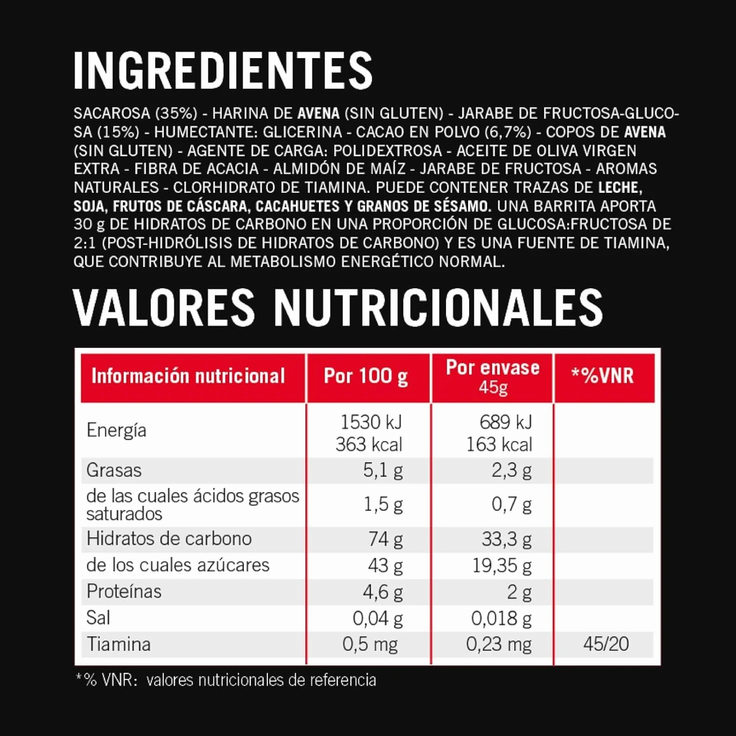 Enervit Carbo Bar C2:1PRO Brownie Barritas Energéticas 30g Carbohidratos Chocolate 12x45g Sin Gluten Vegano