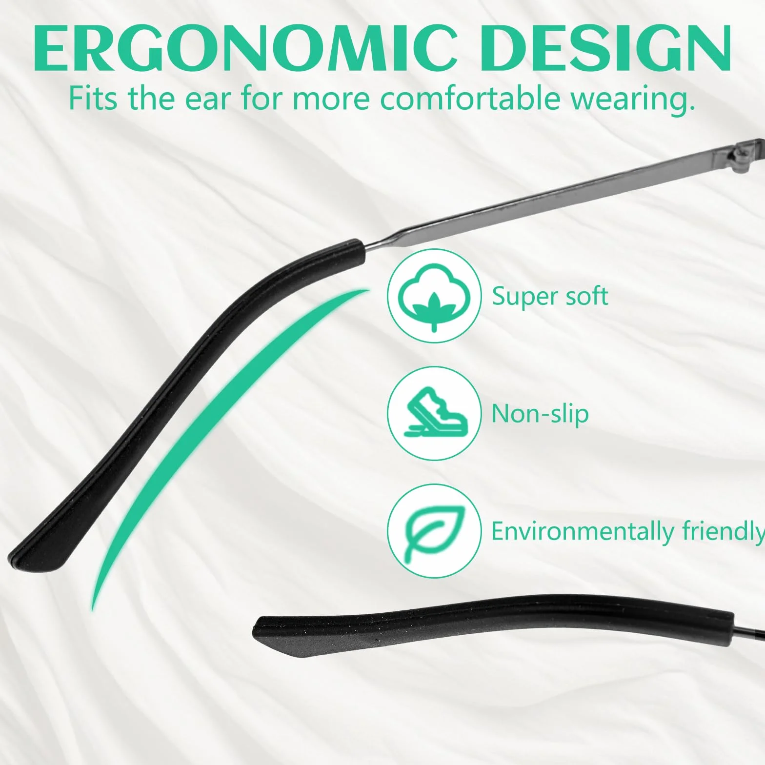 Fundas de silicona para gafas antideslizantes, 8 pares, negro