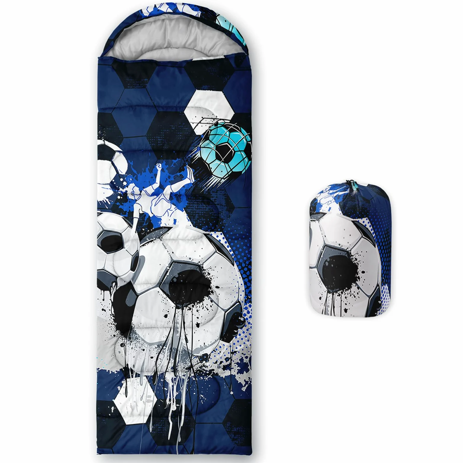 HOSIMA Saco de dormir impermeable para clima frío con balón de fútbol, adulto, camping, senderismo