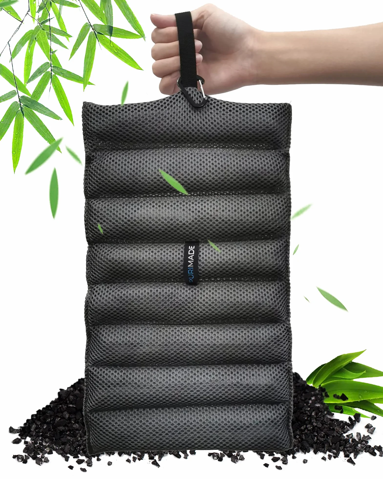 Bolsas de Bambú Purificadoras de Aire 300g - Deshumidificador Natural Reutilizable con Carbón Activado para Coches, Armarios y Baño