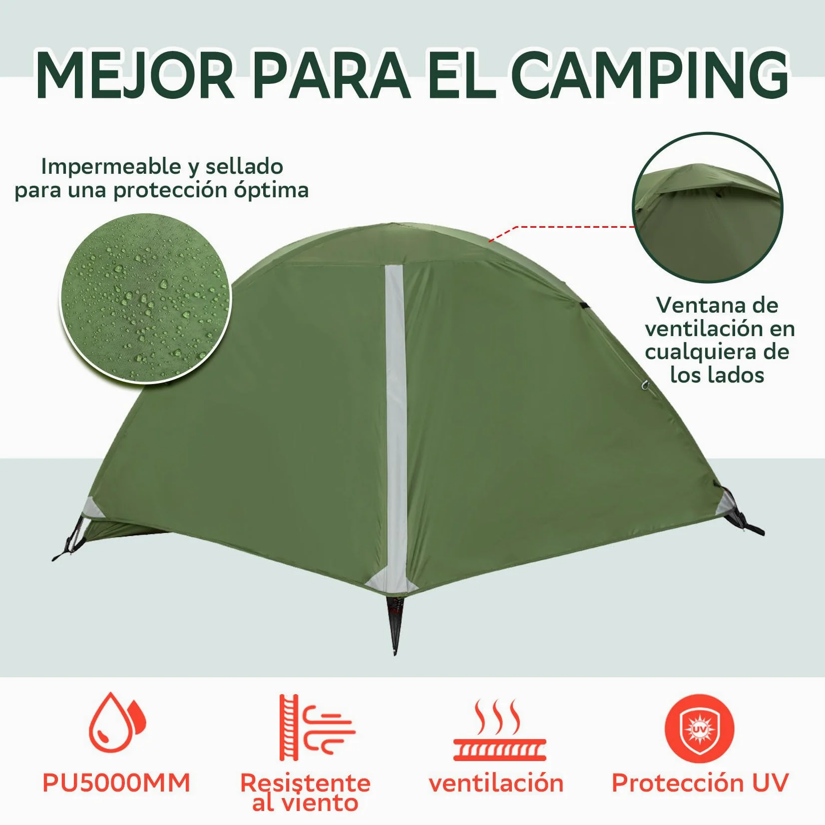 Tienda de campaña para Senderismo para 1/2 Hombre - una Tienda de campaña Ligera e Impermeable para un Hombre para Acampar, una Tienda de campaña Tipo Domo compacta para 1 Persona