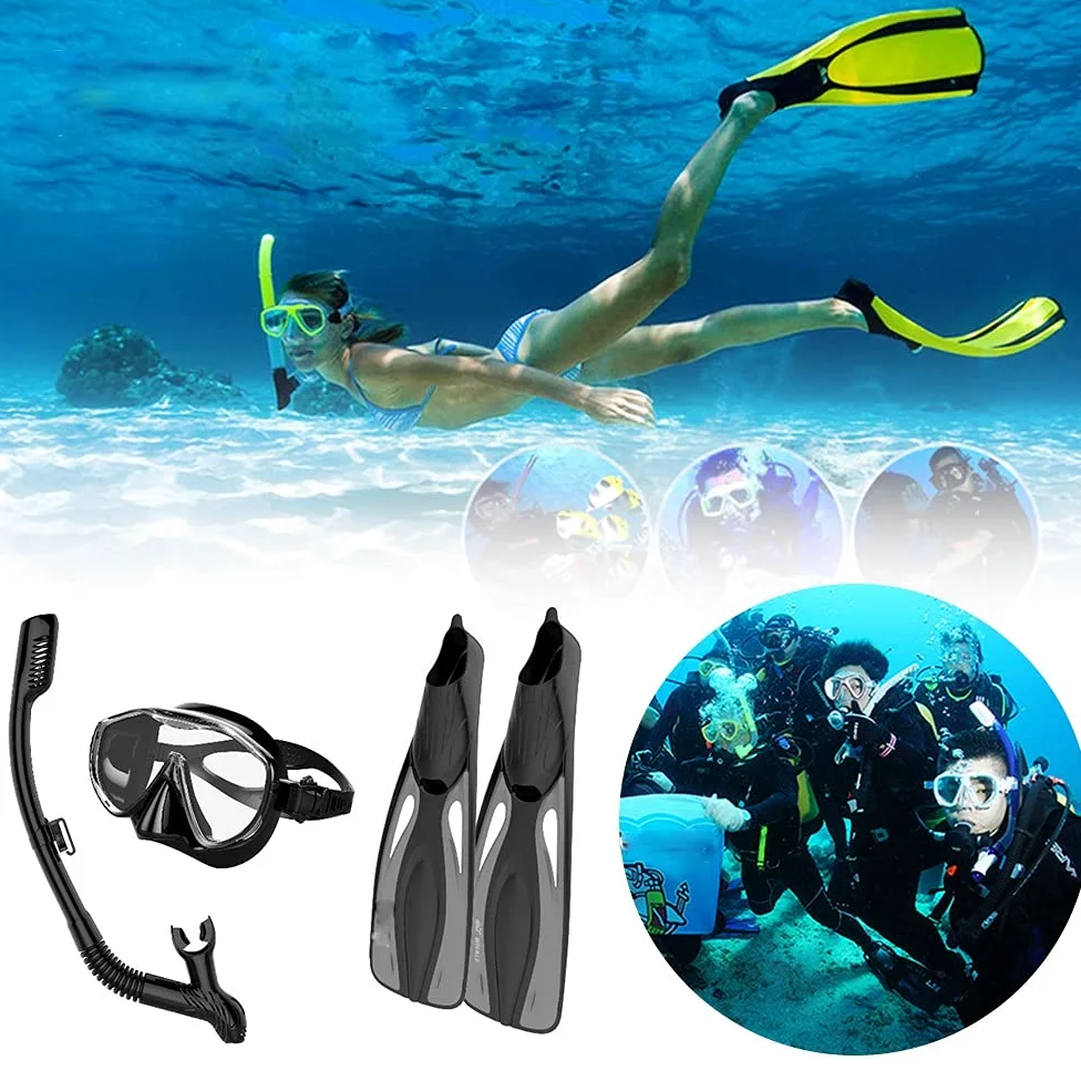 Aletas Gafas Protectoras Gafas de Snorkel Juego de Aletas Juego de Buceo Gafas de Snorkel Aletas de natación Paquete de Equipo de Snorkel