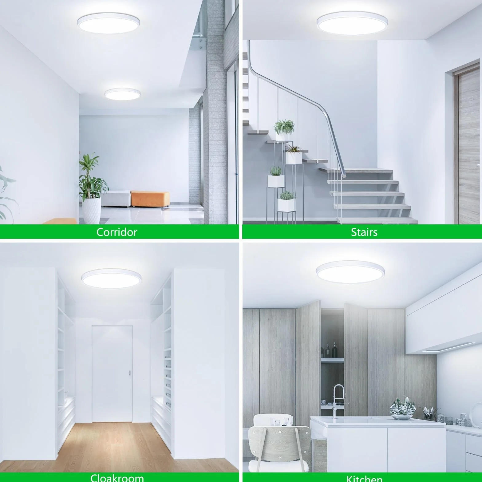 OUILA Plafon LED Techo Redondo 6500K 22CM 18W 1800LM Blanco Frio