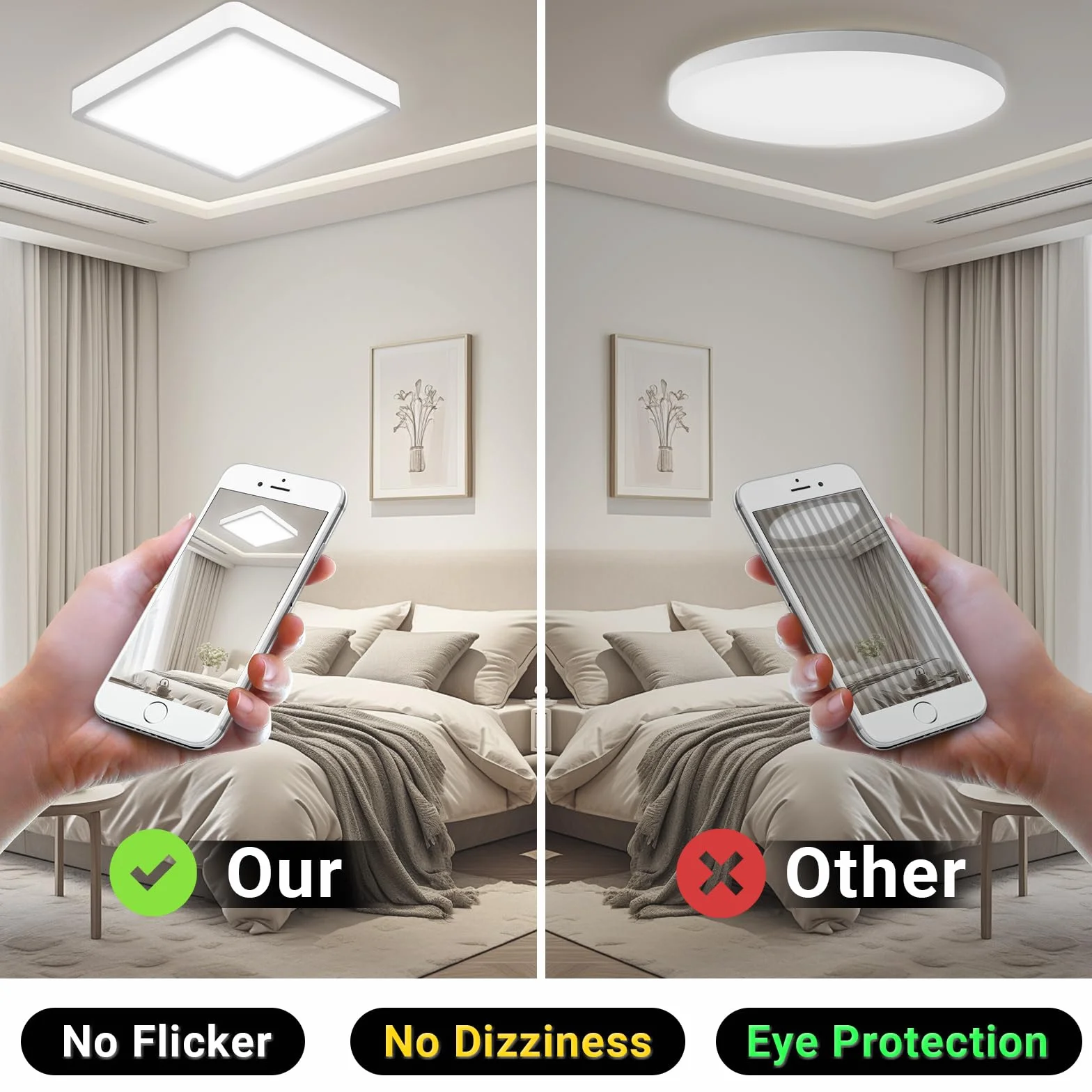 LQWELL Lámpara de Techo LED IP44 18W 6000K 1600LM Cuadrada Plana 220x24 mm