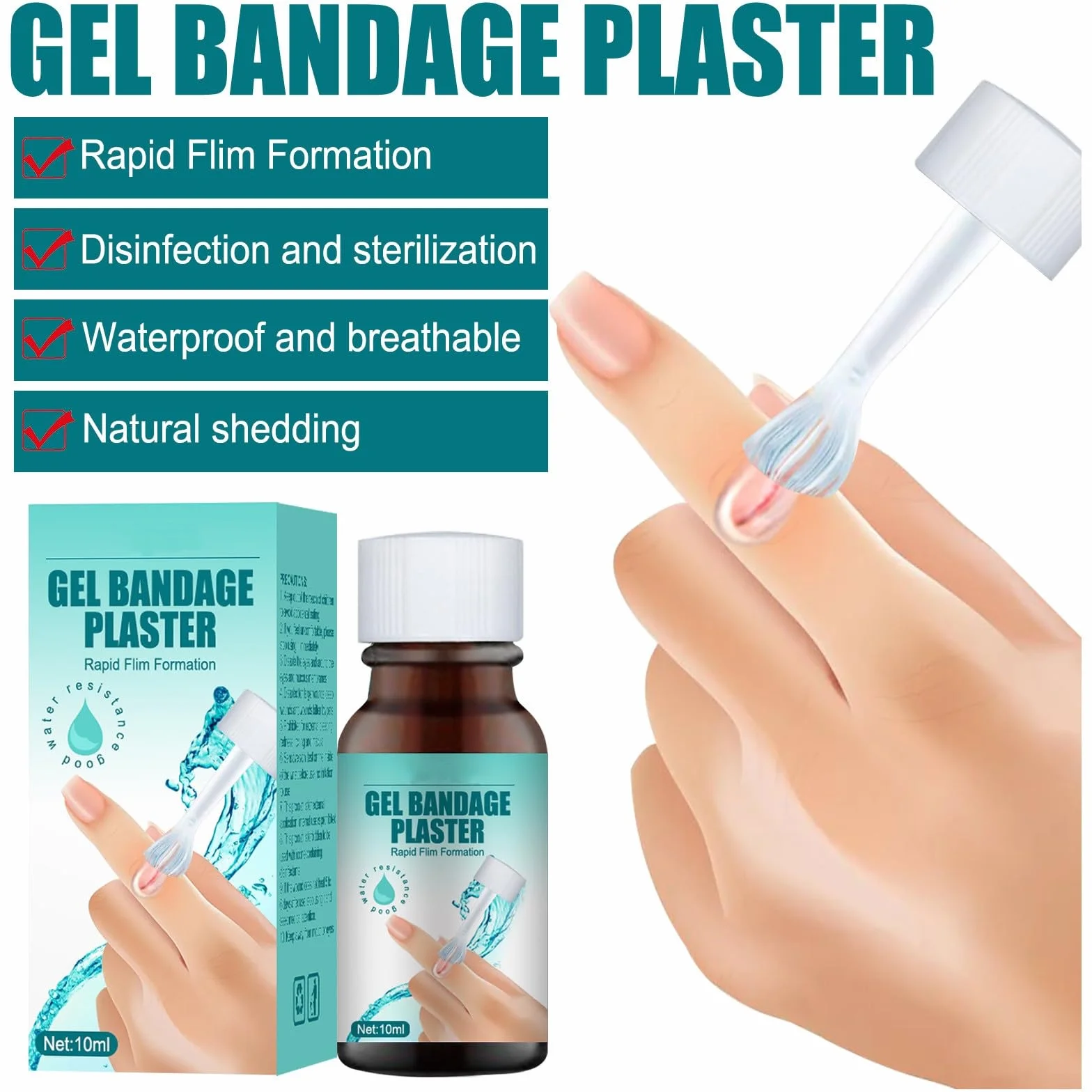 Yeso líquido para heridas, vendaje líquido de gel impermeable transpirable para cortes menores