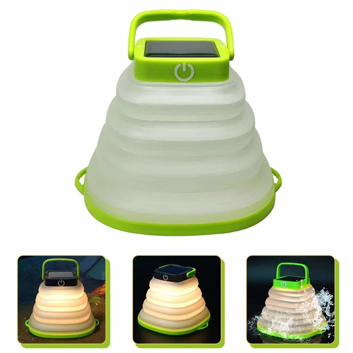 Linterna de camping, 5 piezas de respaldo y colgante al aire libre con tienda portátil, luz plegable, lámpara de linterna, batería USB, kit de camping LED de emergencia, campamento solar, viaje, negro