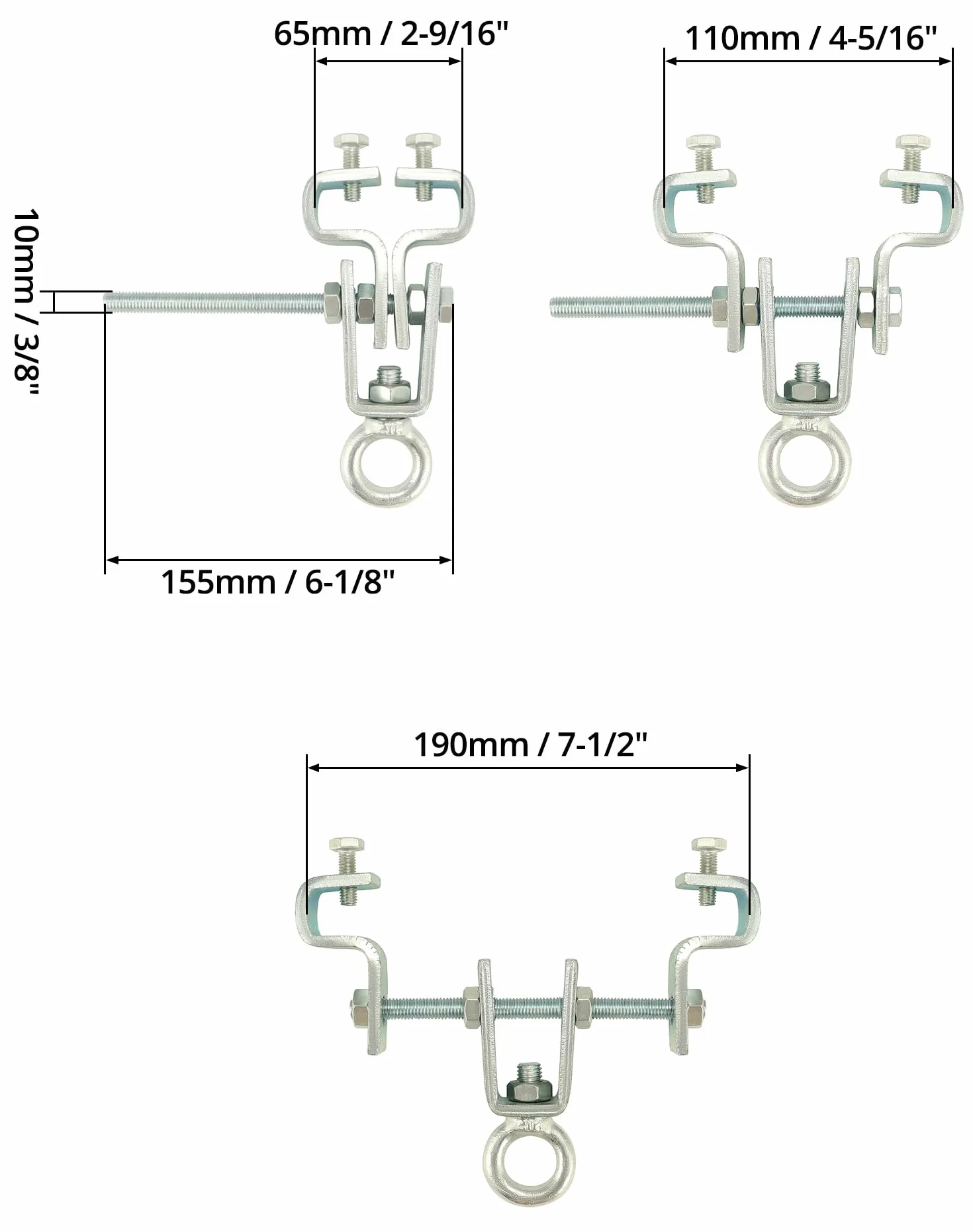 QWORK® Colgador de Saco de Boxeo, Soporte de Abrazadera de viga en I, Accesorios de Saco de Boxeo para viga, Ajustado de 6.3 cm a 19 cm