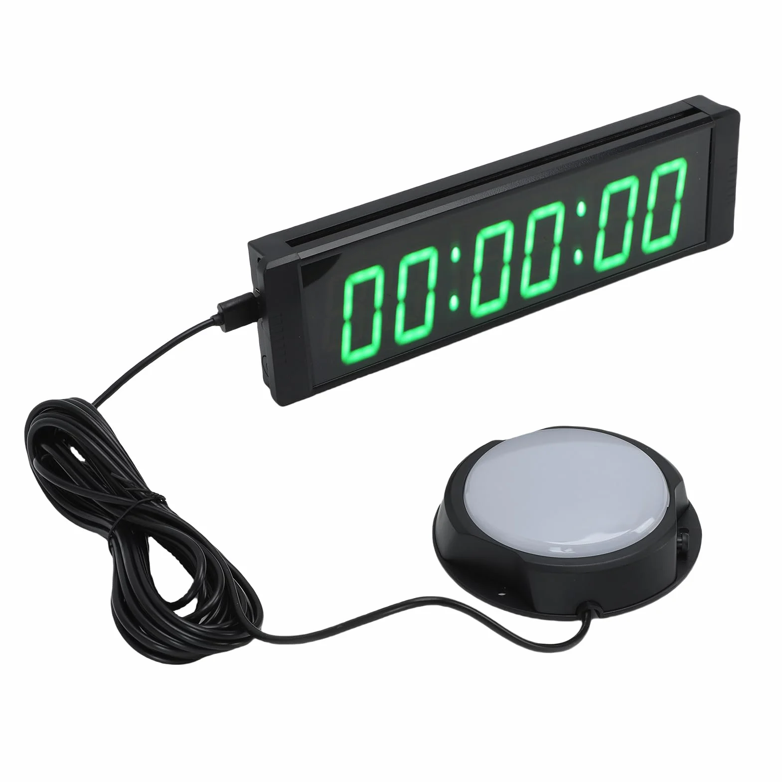 Cocoarm Temporizador de de 6 Dígitos, Temporizador de Electrónico de Aleación de Aluminio con Botón con Cable, LED Verde de 1,5 Pulgadas, Recargable de 2000 MAh, Cronómetro de Cuenta Atrás para