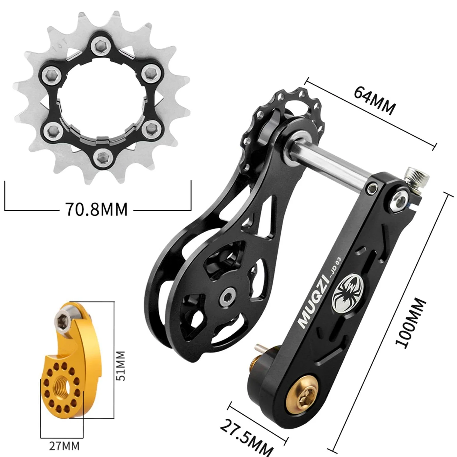 perfk Kit de Conversión de Bicicleta Tensor de Cadena Cassette de Montaña Llave para Ajuste Preciso Material de Aleación Ligero Y Resistente Adecuado para C