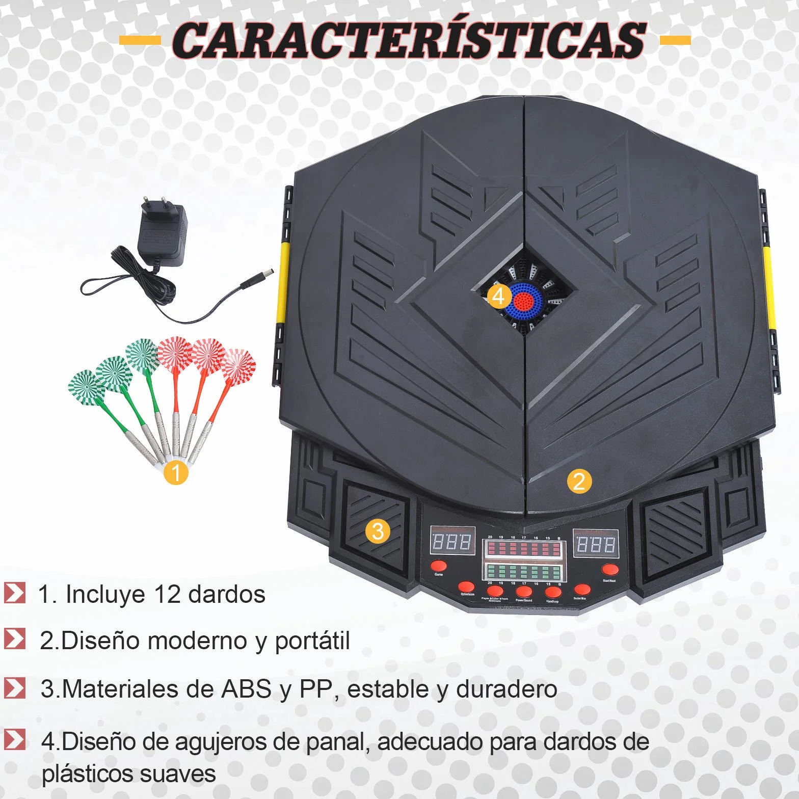HOMCOM Diana Electronica Digital + 12 Dardos 8 Jugadores 27 Juegos 216 Variantes Sonido