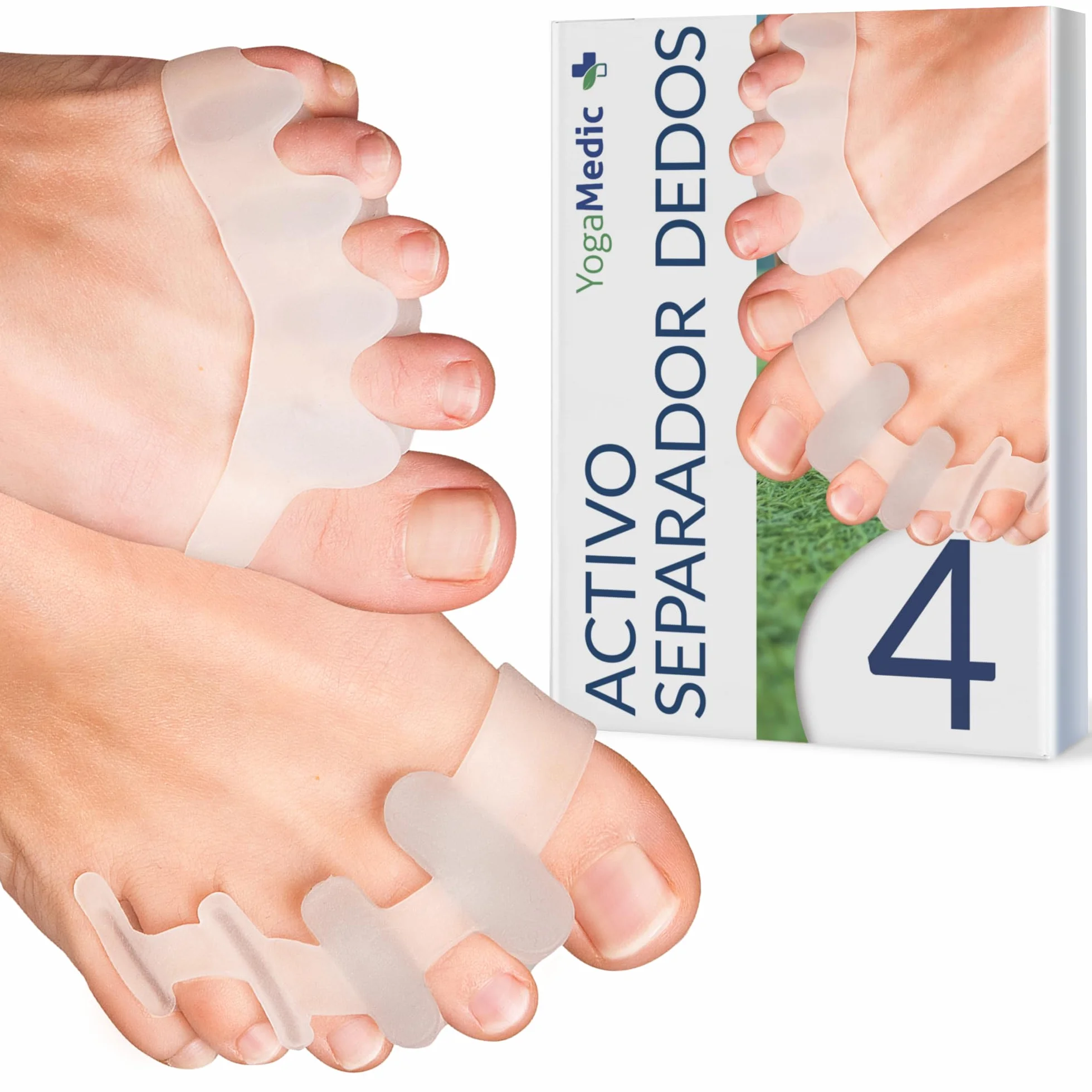 YOGAMEDIC Separadores de Dedos de los Pies Superpuestos, 4 Uds – Silicona 0% BPA