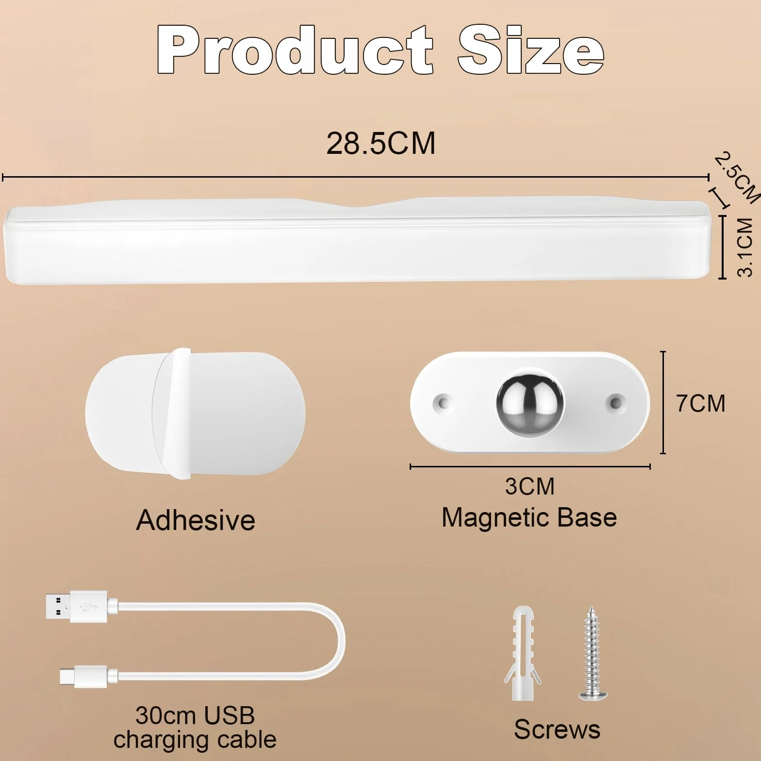 Lámpara Sin Cables LED Recargable 4000mAH para Espejo de Maquillaje con Brillo Ajustable