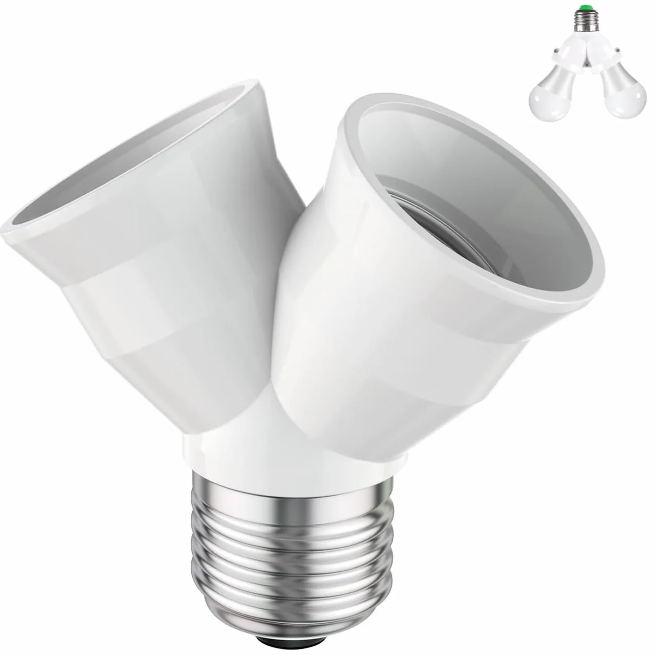 TECHZOCO Casquillo divisor E27 Adaptador 2 vías Lámparas doble LED Carga máxima 15W IP20 2 en 1