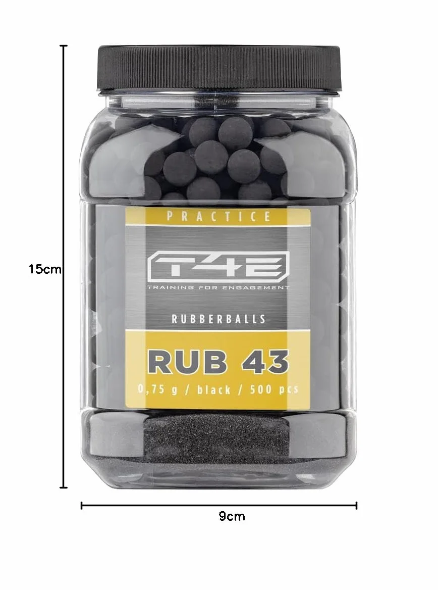 T4E Practice RUB 43 - Bolas de paintball (calibre 43, 500 unidades), color negro