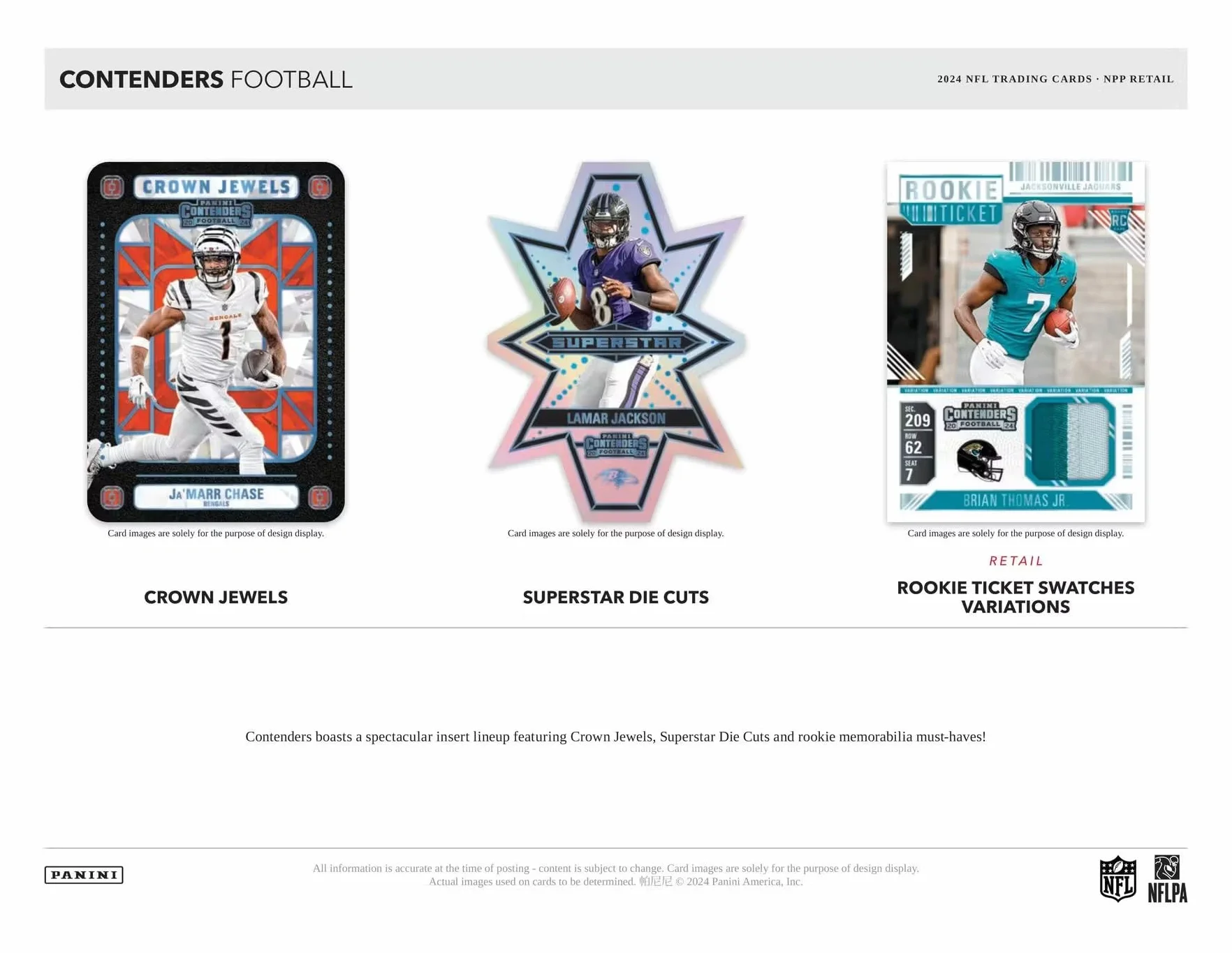 Panini Contenders 2024-25 - Caja de fútbol Americano de la NFL, Tarjetas coleccionables Oficiales, Incluye Paralelos exclusivos de Blaster, boletos e Insertos para novatos, Caja sellada al por Menor