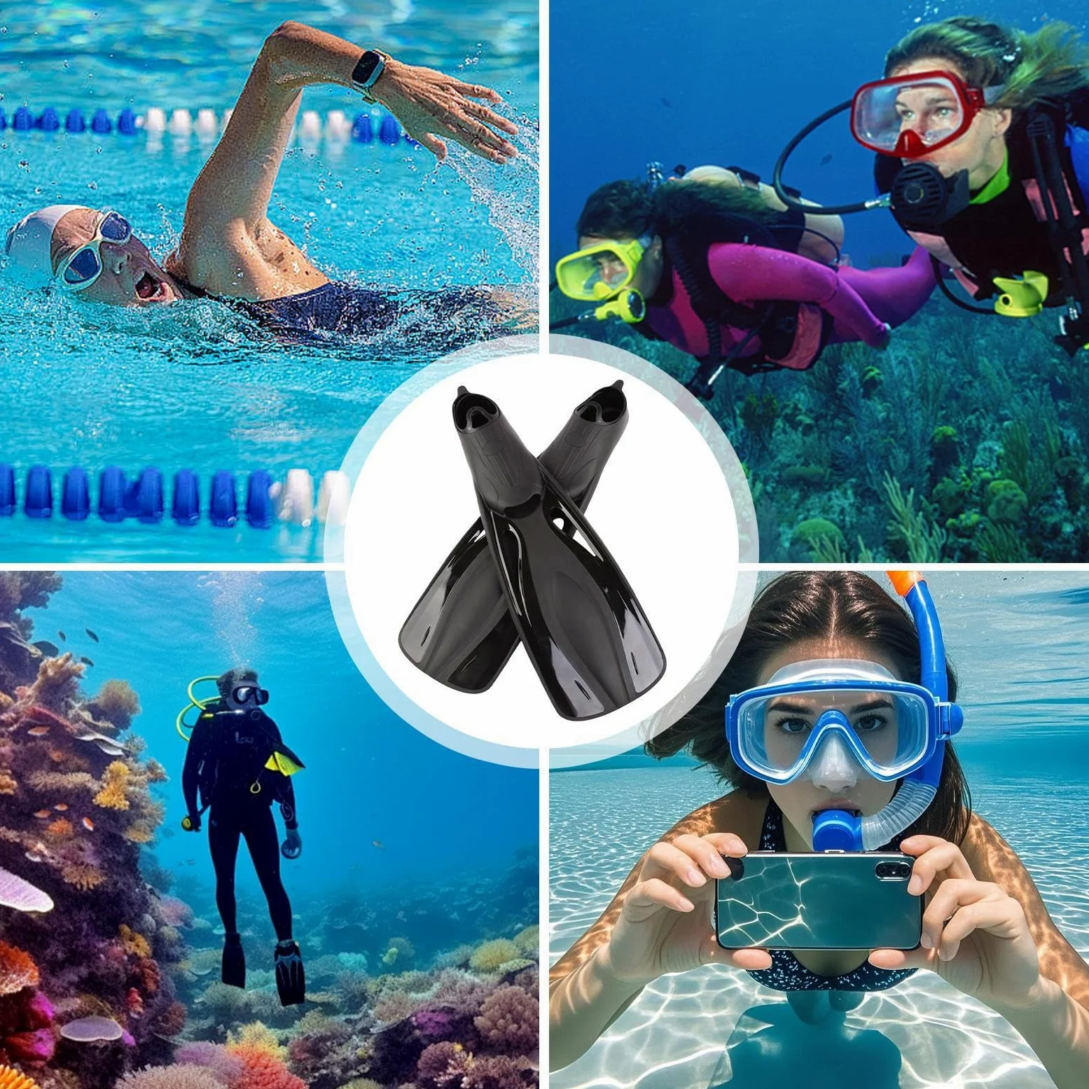 Aletas De Buceo,Aletas De Natación Equipo De Buceo Adulto | Par Compacto Equipo De Buceo Para Actividades Acuáticas Hombres Mujeres Principiantes Experimentados