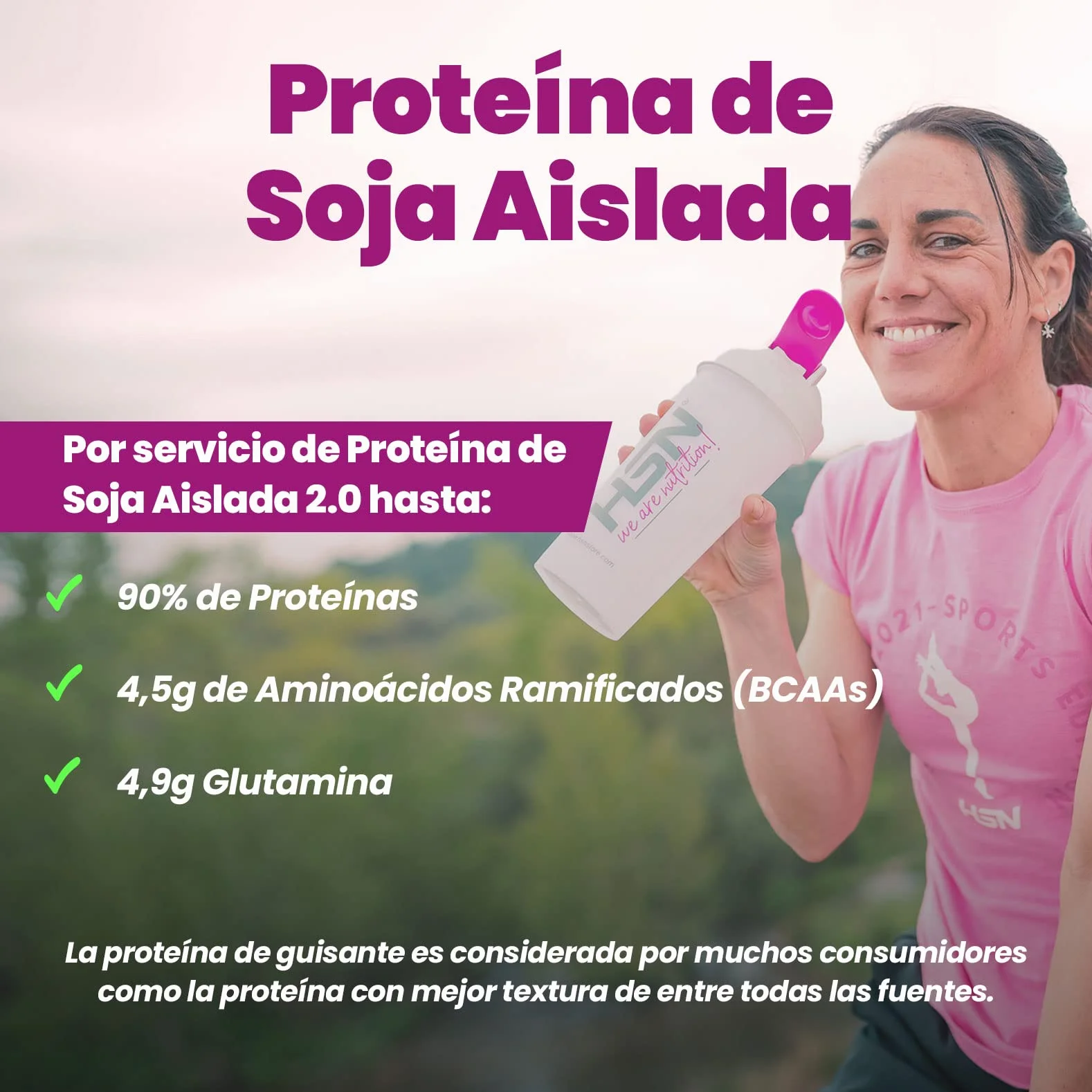 Proteína de Soja Aislada HSN 2 Kg Sin Sabor 100% Vegana No-GMO Sin Gluten