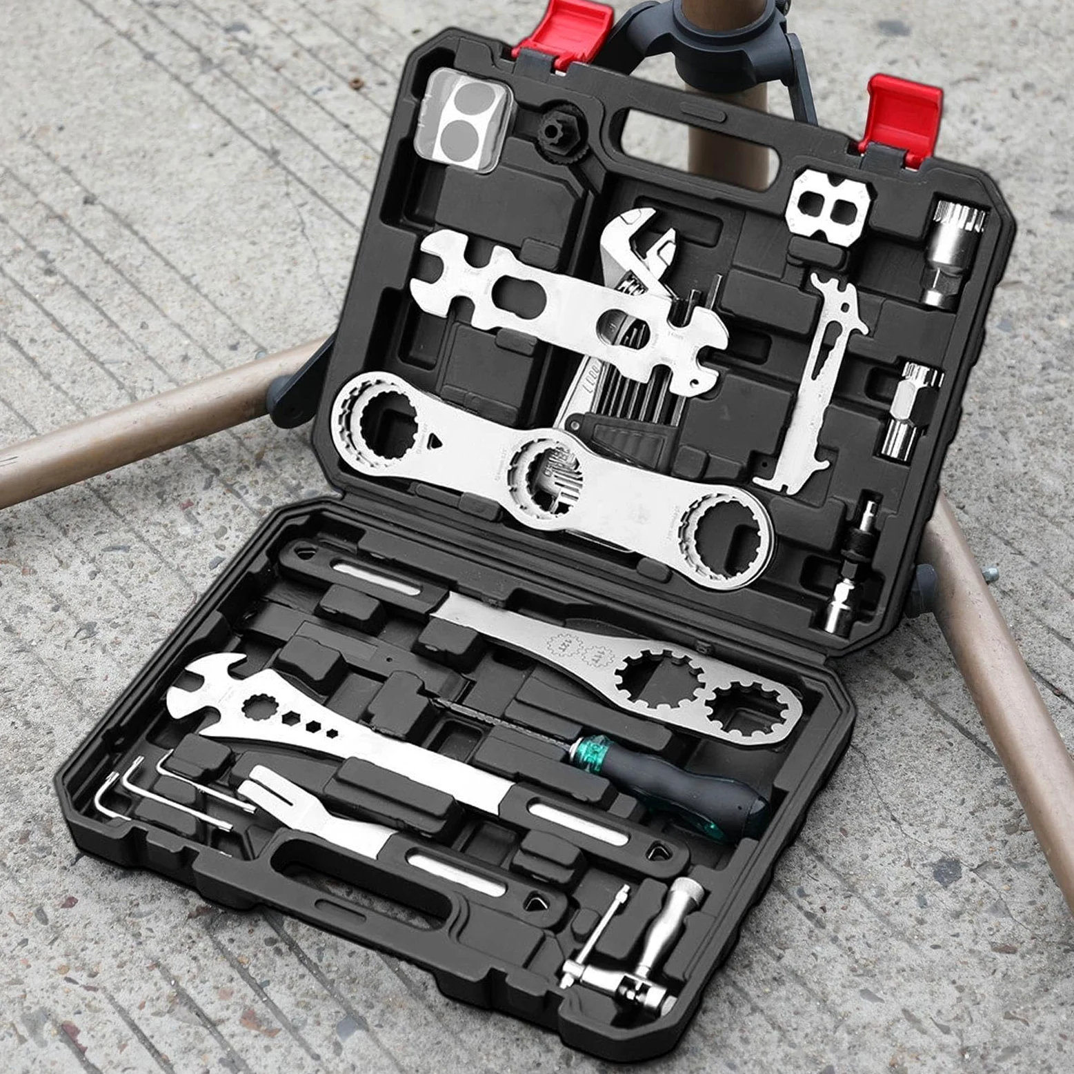 Kit Herramientas Bicicleta Llave resistente con estuche | Herramientas Reparación Ciclismo Para en montaña carretera ciclismo hogar taller y garaje