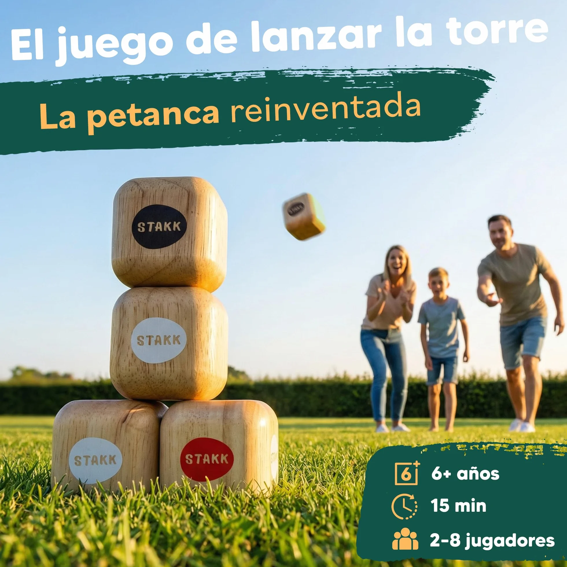 Juego de Lanzamiento al Aire Libre para niños y Adultos | Boccia-Boule con 9 Cubos de Madera