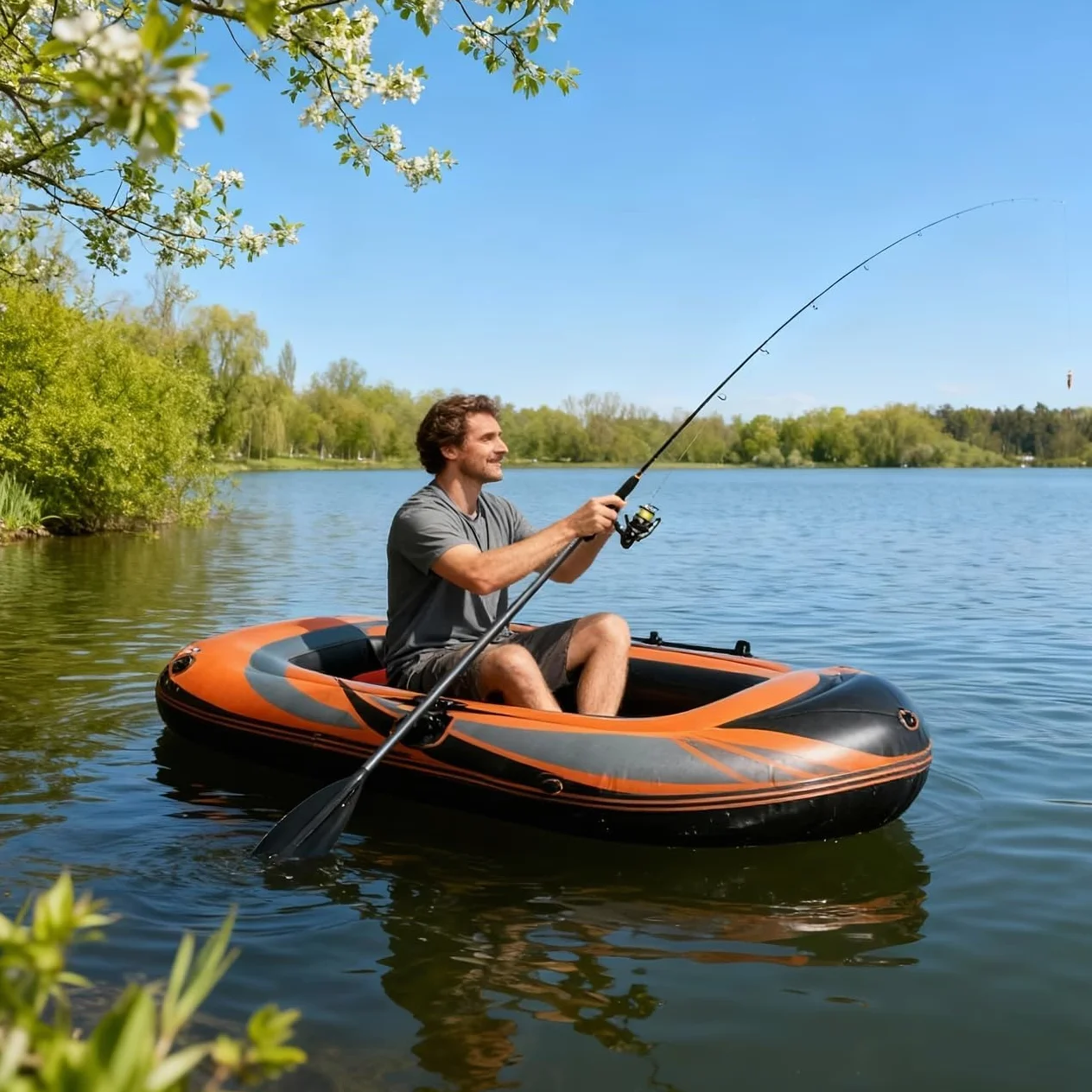 Kayak hinchable de 230 cm para adultos – Incluye remo, estructura estable, ideal para actividades de ocio en el agua, mar o río, fácil de transportar y guardar