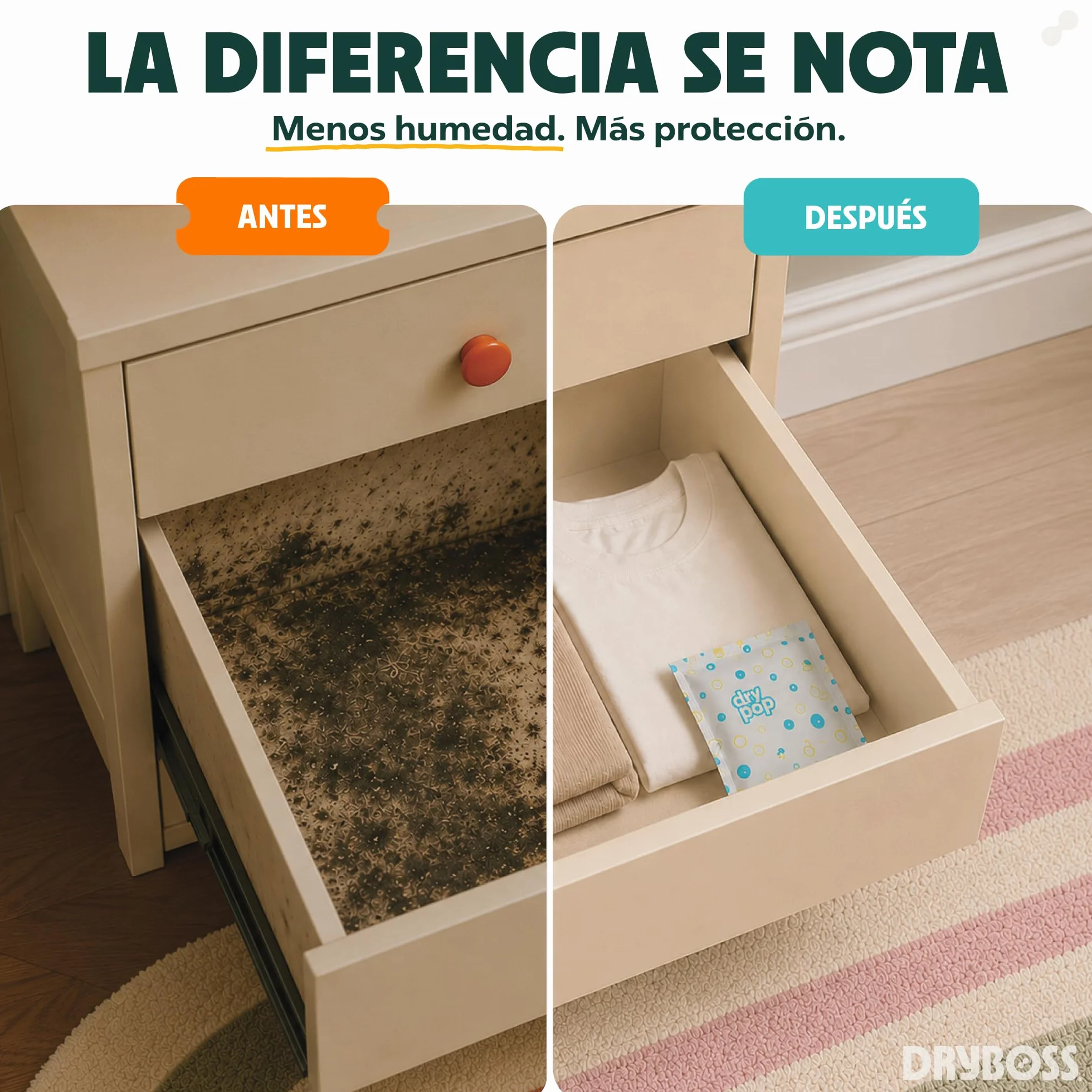 DRYPOP Deshumidificador 20G Antihumedad Pack 18 Sachets para Cajones Armarios