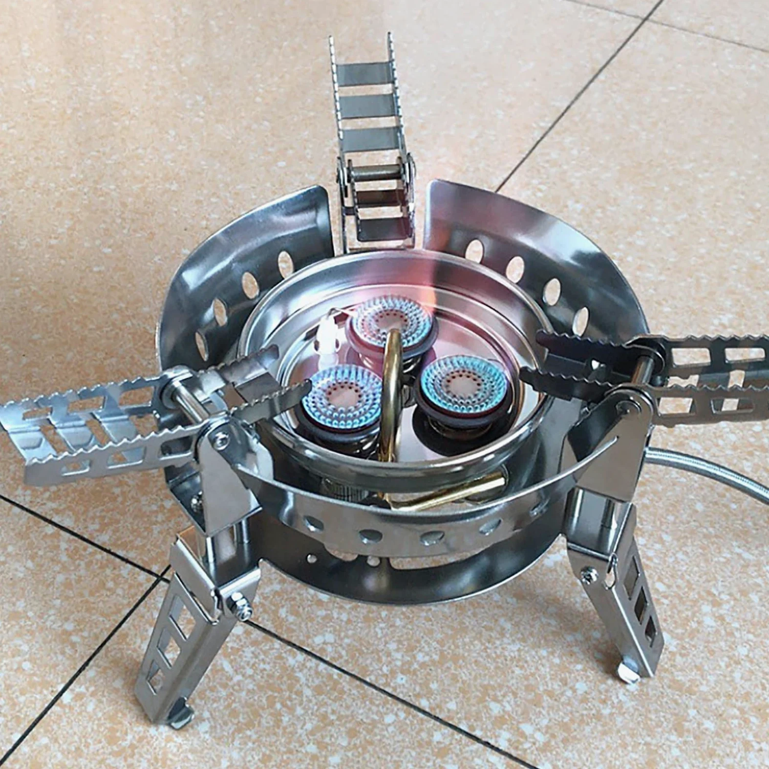 Estufa de gas butano para camping, quemador plegable portátil de 6800 W con encendido piezoeléctrico, ideal para cocinar al aire libre, senderismo, barbacoa y aventuras de pesca