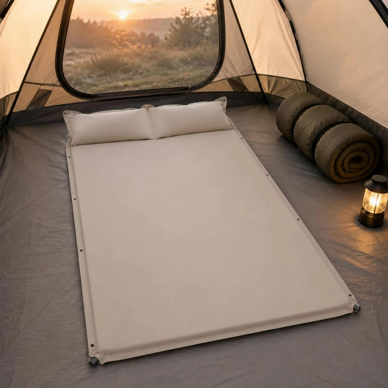 rockible Colchón Industrial Autoinflable Colchoneta Aislante Esterilla Almohadilla con Diseño Plegable y Inflado Rápido Material Resistente al Agua para Camping en Tienda Excursión