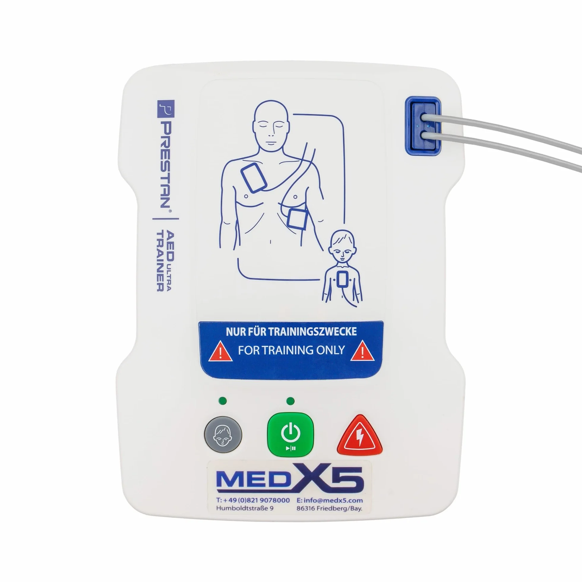 MedX5 Universal AED/defibrilador UltraTrainer, alemán/inglés, 3 años garantía