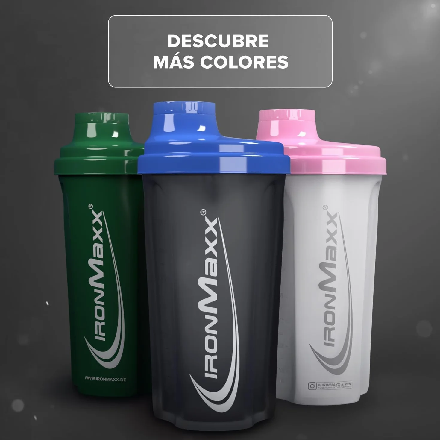 IronMaxx Protein Shaker 700ml Negro Noche Agitador de proteínas Sin BPA/DEHP hermético