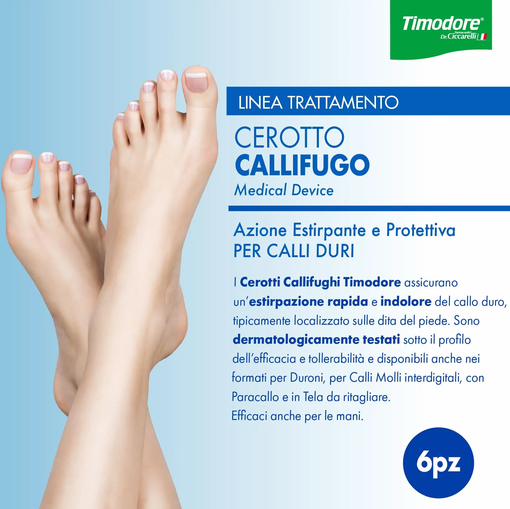Apósitos para Callos Duros Timodore 6 unidades Eliminar Callos Pies Sin Dolor