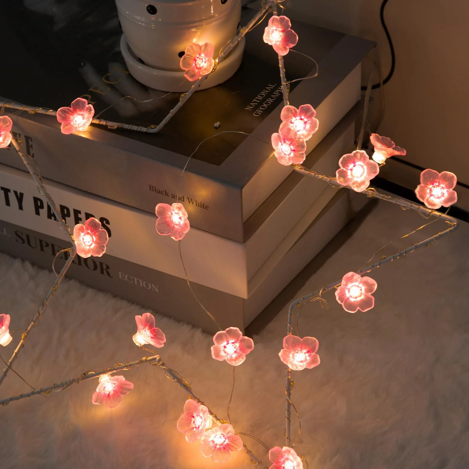 Auting Guirnalda LED flores de cerezo 2m 20 luces batería temporizador