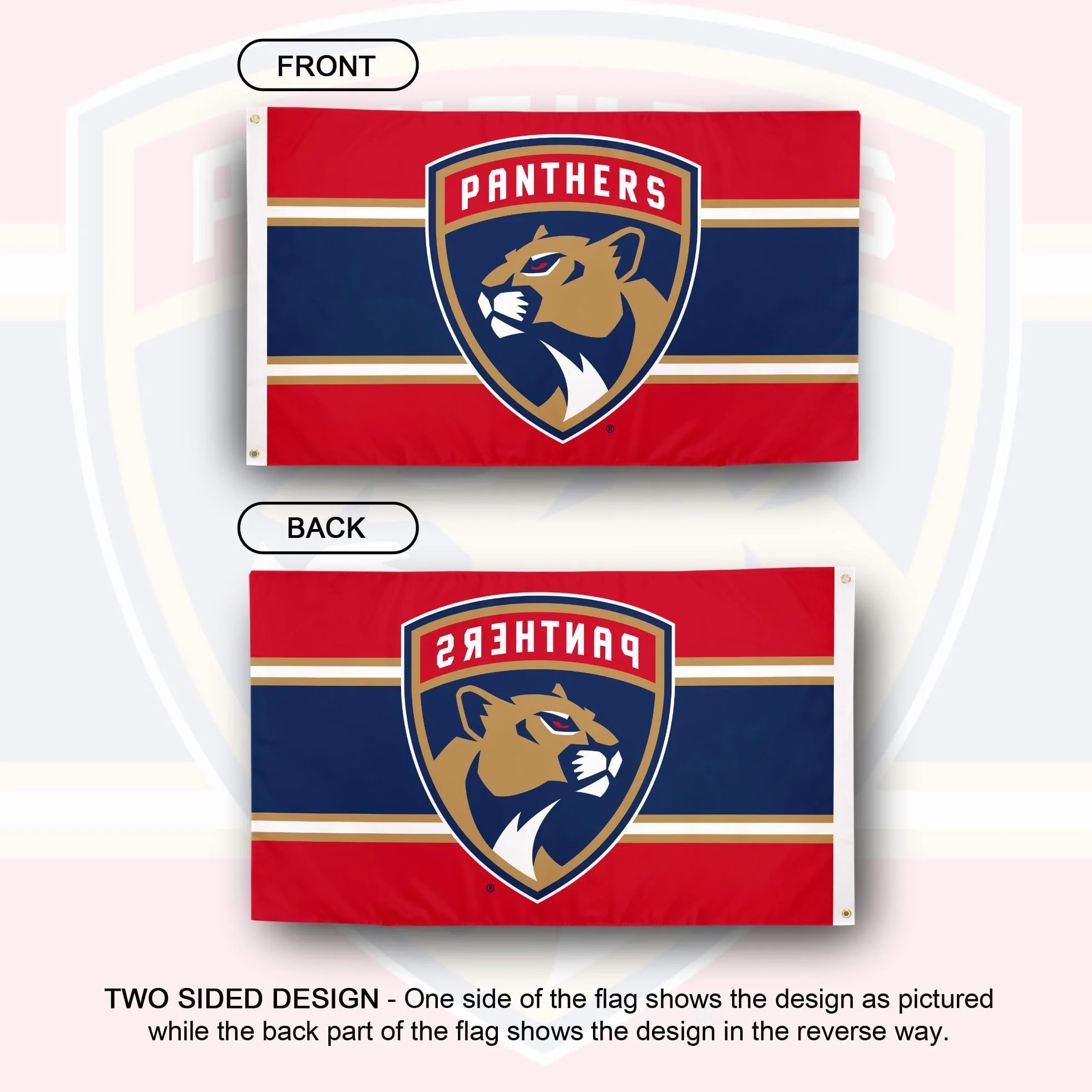 Bandera de Florida Panthers NHL 100% poliéster para interiores y exteriores, 3 x 5 pies, banderas del equipo de la Liga Nacional de Hockey (bandera A)