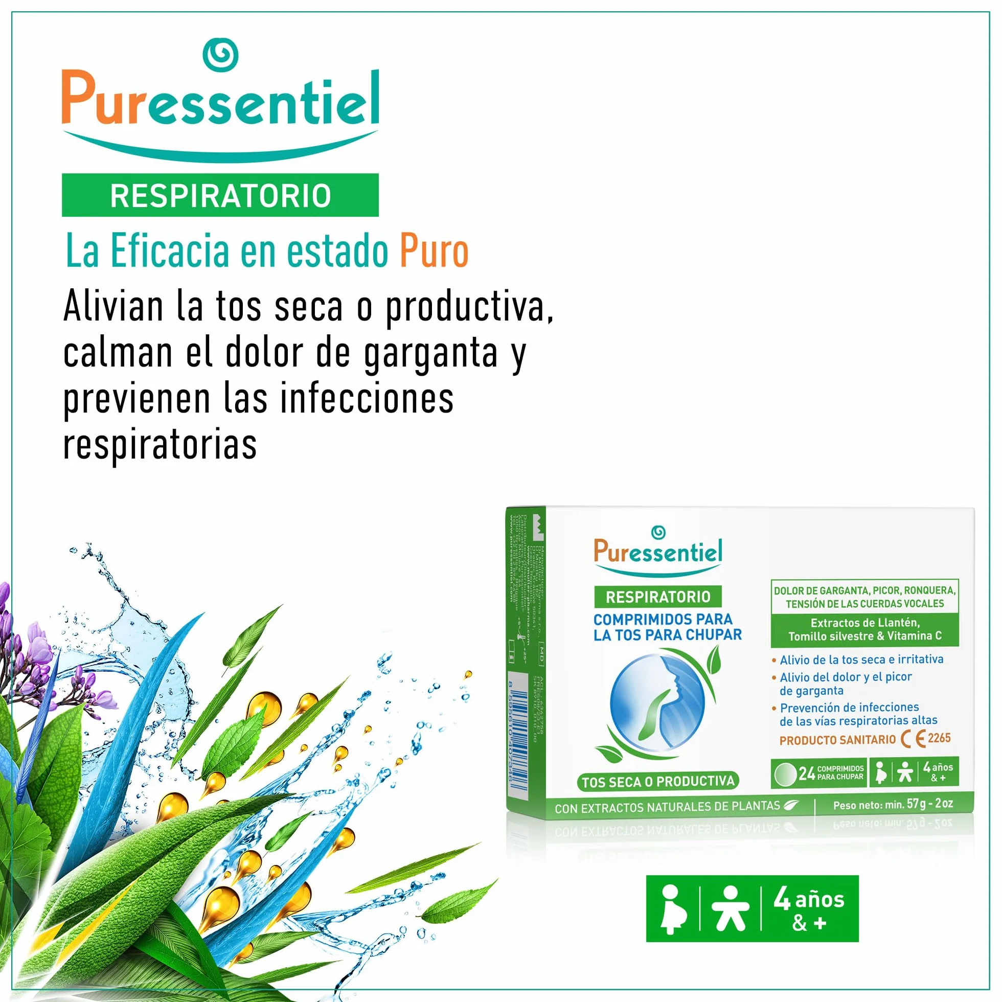 Puressentiel Comprimidos para la Tos Seca o Productiva 24 comprimidos con 21 extractos de plantas BIO