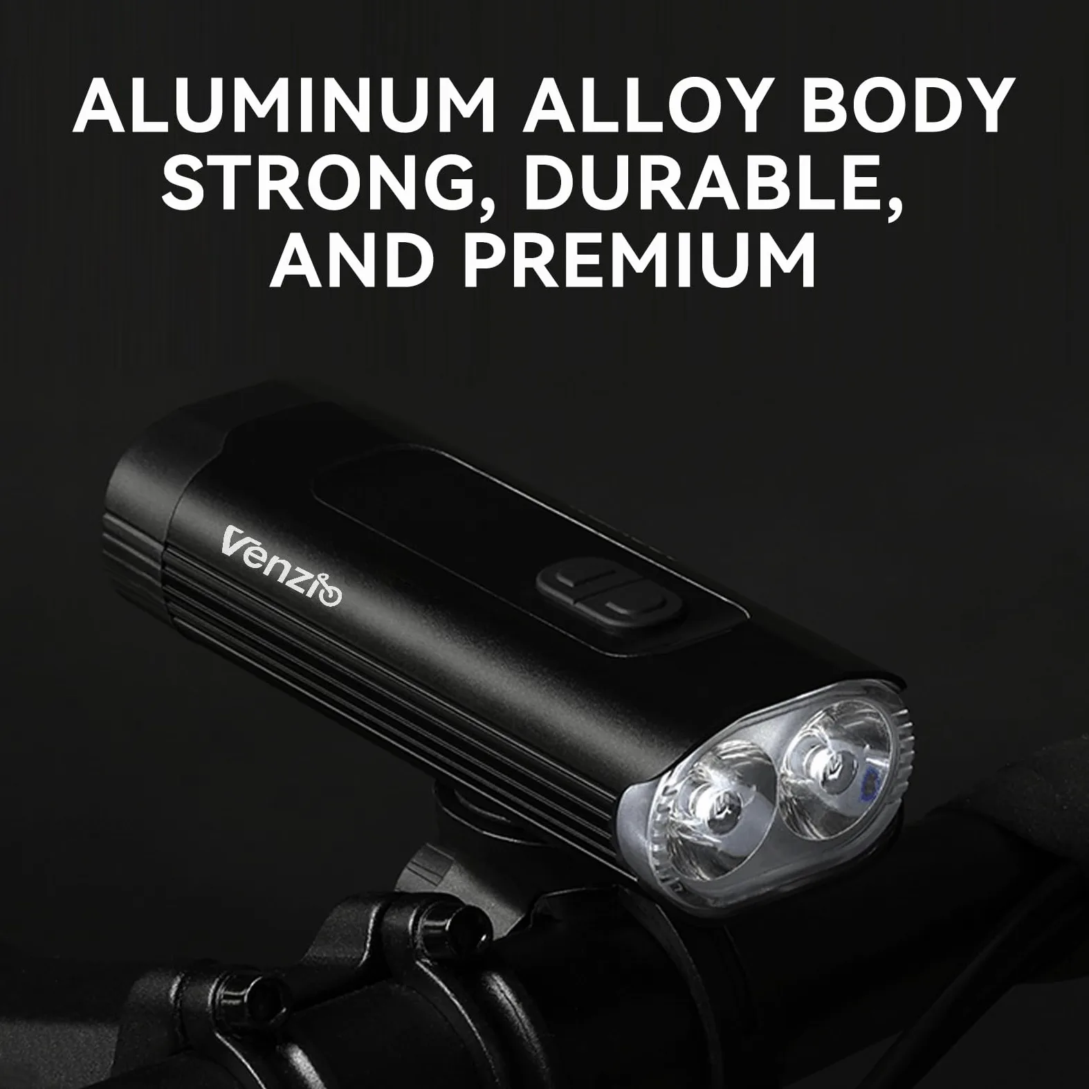 Venzio Luz LED frontal recargable USB-C de 1000 lúmenes, linterna frontal de batería de 4800 mAh, IPX4 impermeable, 8 modos de luz multifunción para conducción nocturna, carretera, montaña y uso en
