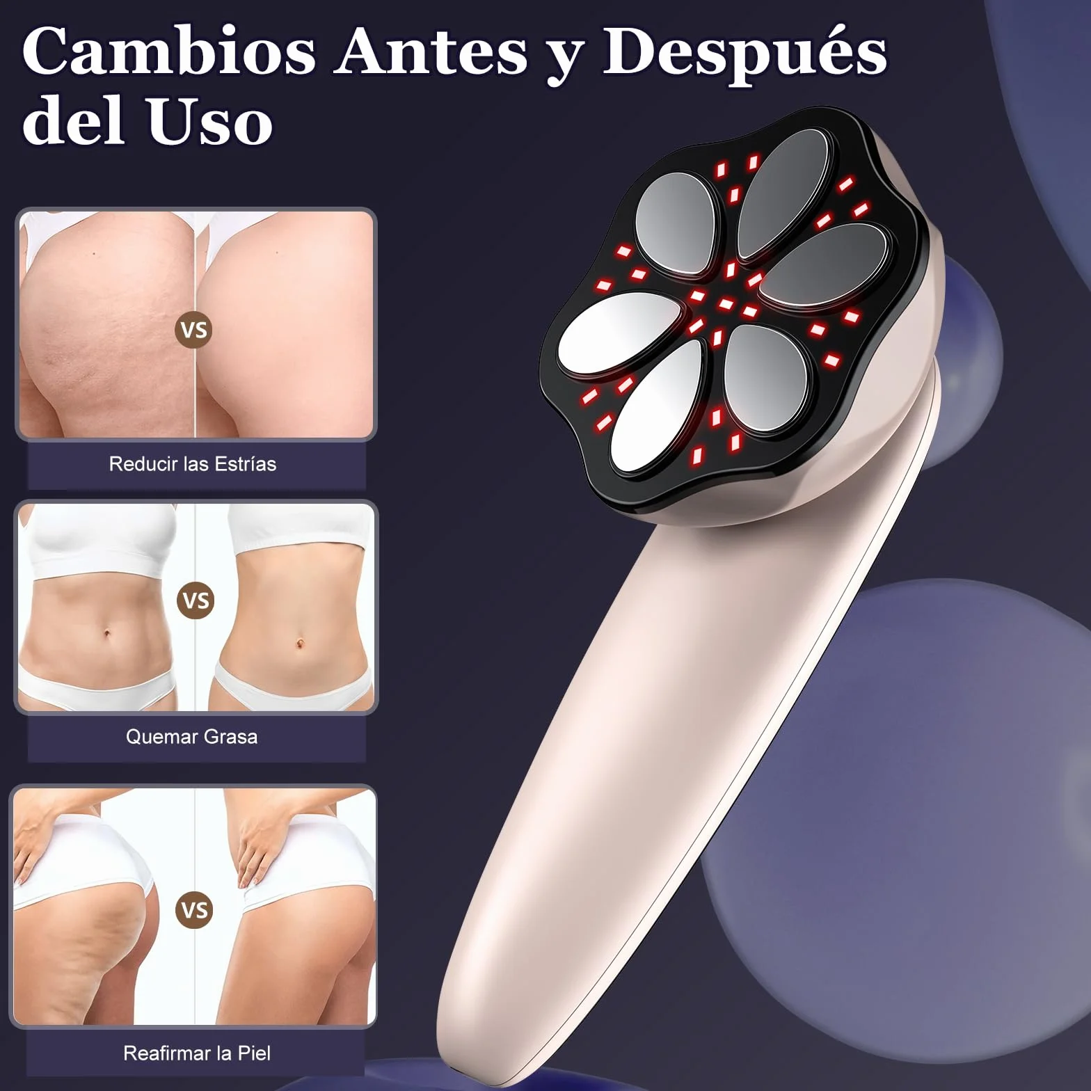 Masajeador Anti Celulitis 3 en 1 Profesional Portátil para Tamaño, Vientre, Nalgas, Brazos y Piernas