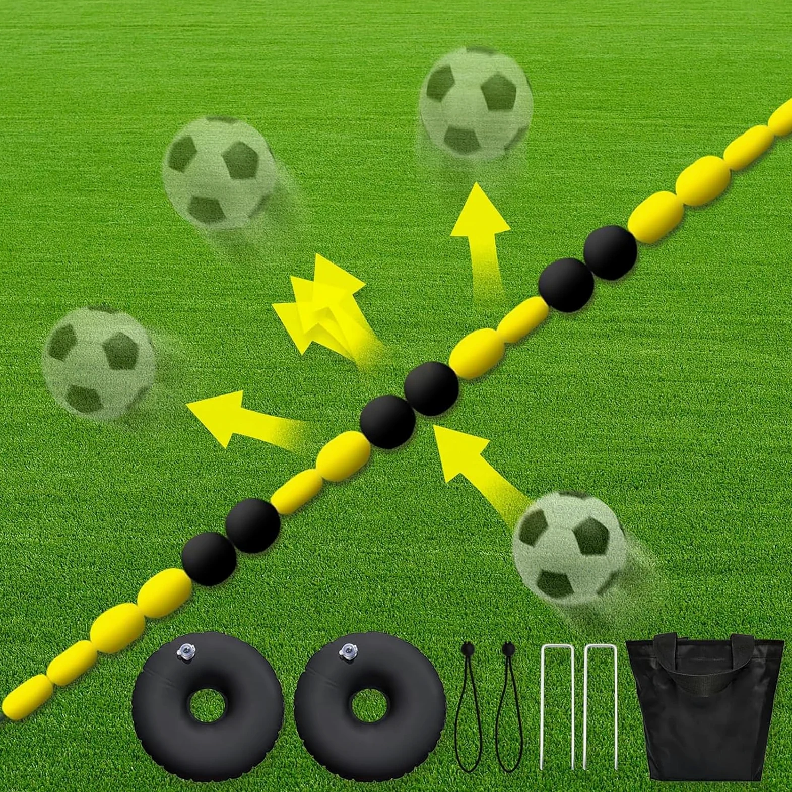 Equipo De Entrenamiento para Porteros De Fútbol, Deflector De Balón De Línea Simple De 2,5 m/4 m con 2 Bolsas De Agua, Múltiples Ángulos De Rebote, Cadena De Rebote para Entrenar Reflejos Y Agilidad