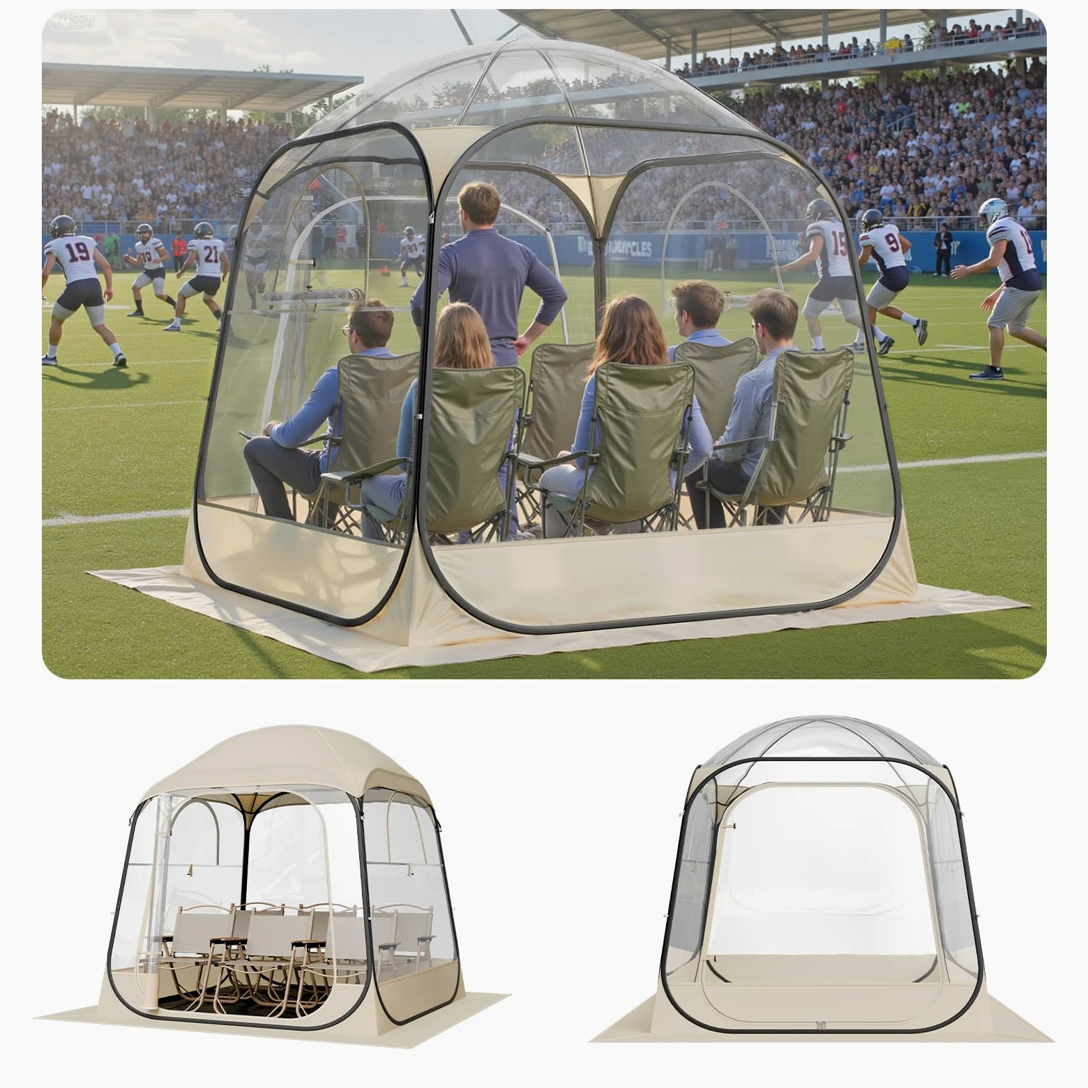 VEVOR Tienda de campaña deportiva desplegable, 4 tamaños opcionales, tienda de campaña transparente de burbujas para 1 a 6 personas, impermeable al aire libre con tapete y cubierta superior, tienda de