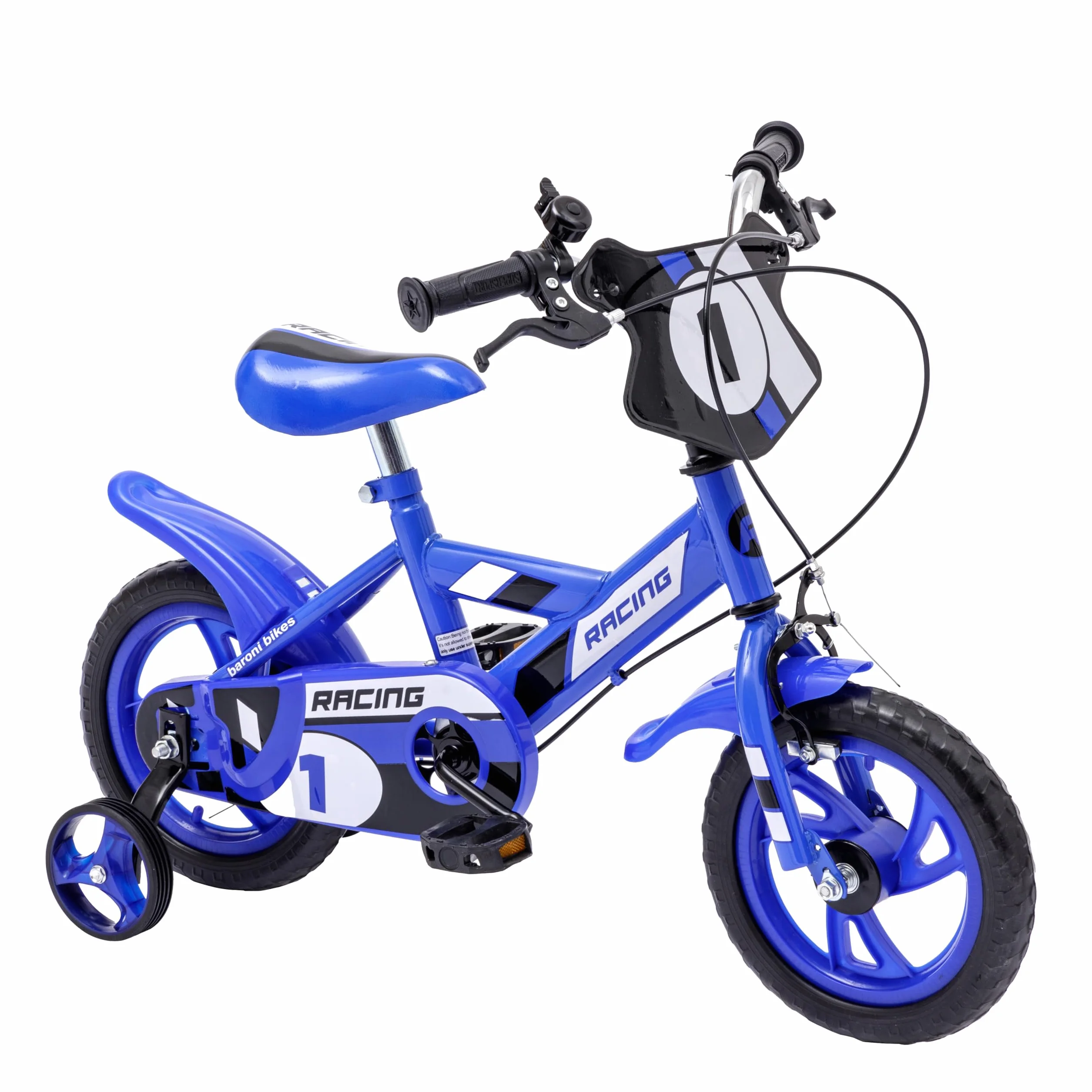 Baroni Toys Bicicleta Azul para Niños con Ruedas Incluidas, Bicicleta Deportiva de Acero para Niños, Bicicleta con Ruedas para Niños, Bicicleta para Niños de 4 a 7 Años