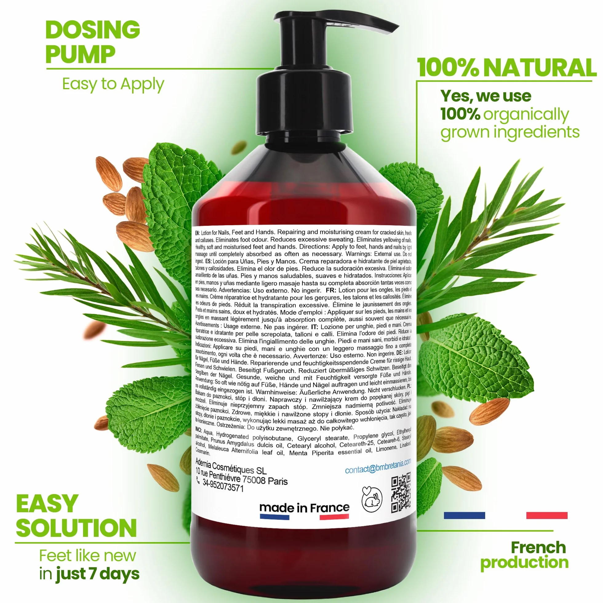 Crema Hidratante Reparadora para Pies y Manos 250 ml