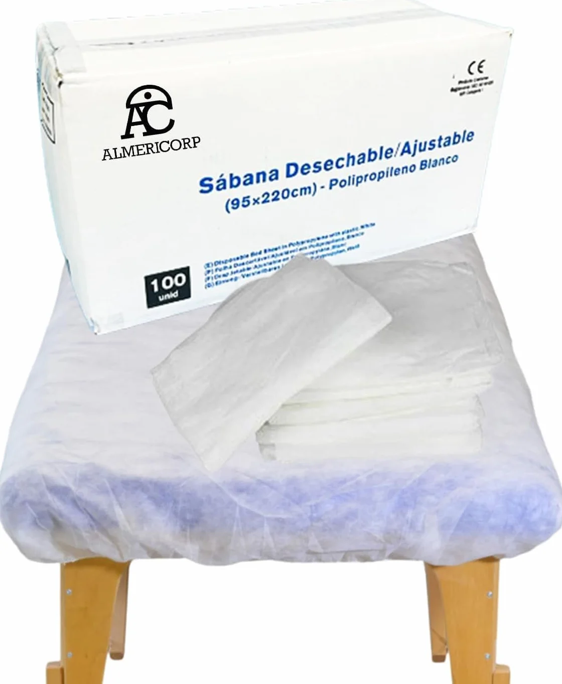 Sabana de Camilla Desechable Ajustable de Polipropileno 95x220cm Funda de Camilla de Masaje TNT SMS 10
