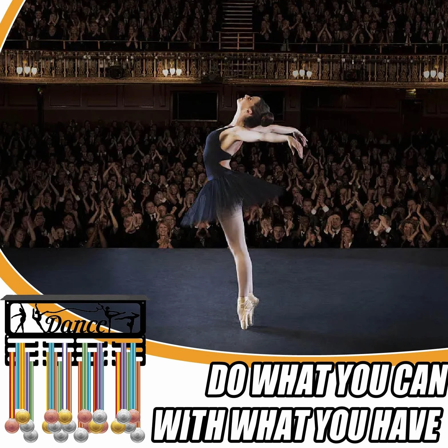 Soporte para Medallas de Baile, Estante Rectangular de Hierro, 3 Niveles, 60 Premios, Negro