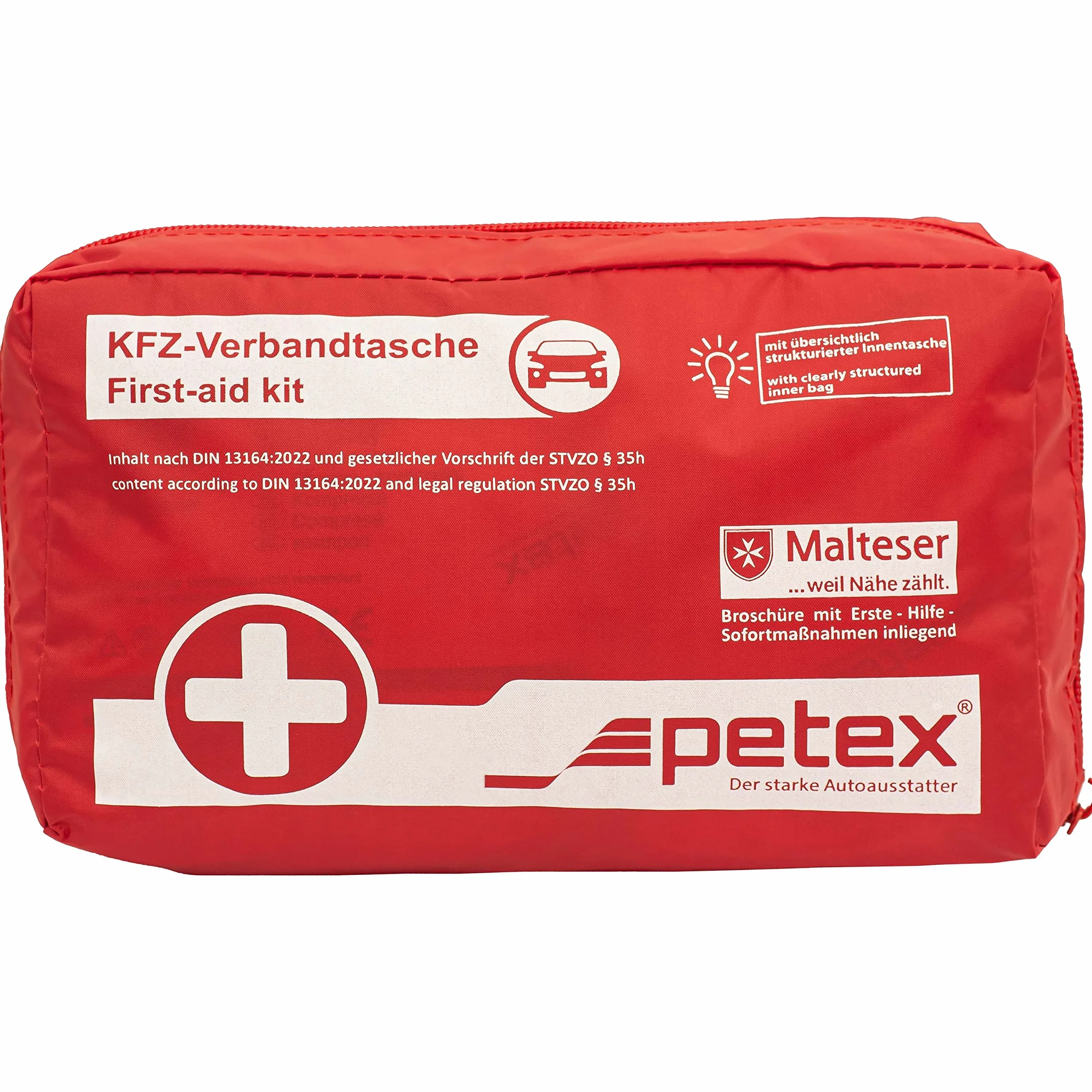 Petex Bolsa de Primeros Auxilios según DIN 13164, Rojo
