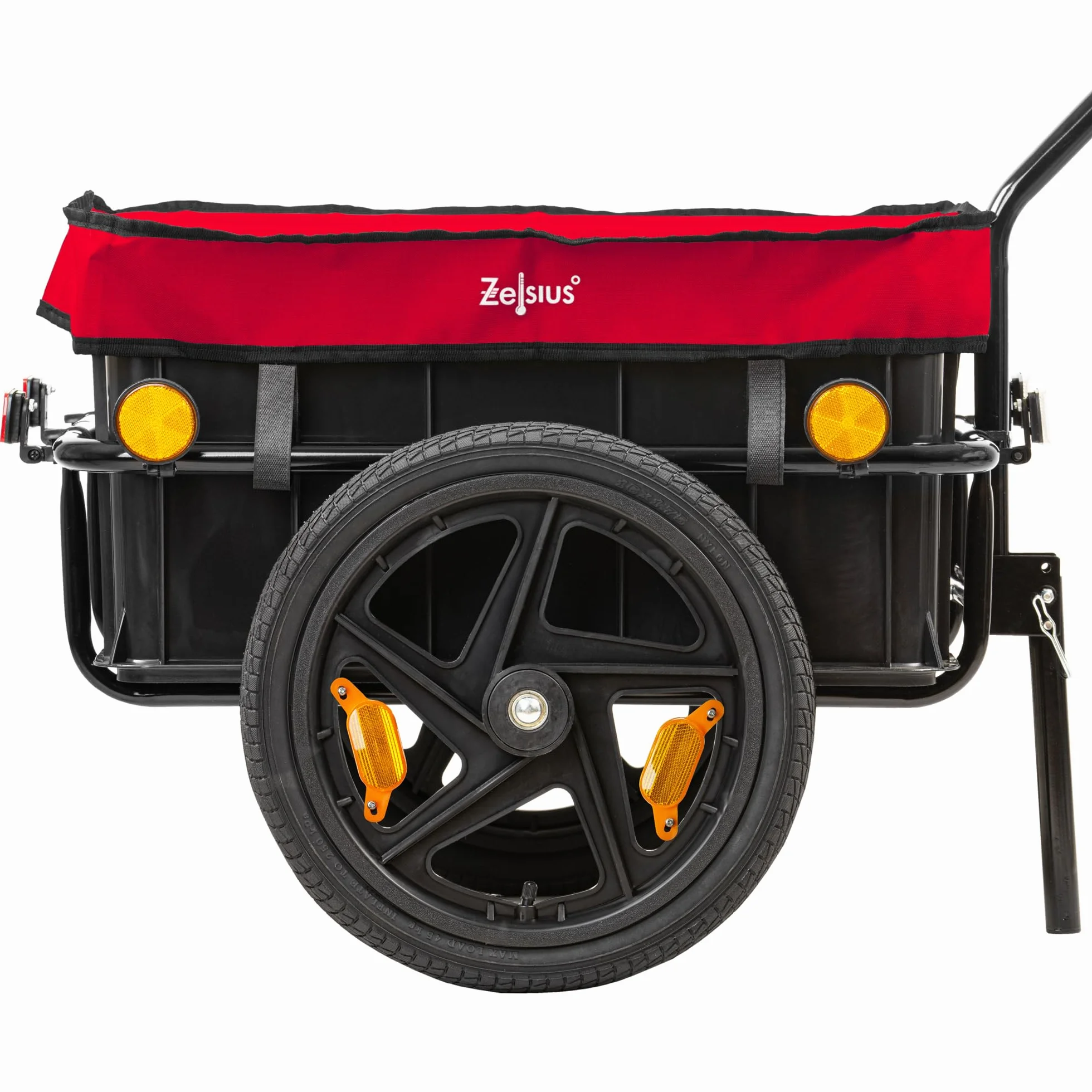 Zelsius Carrito de bicicleta, transporte, 68 litros, remolque de bicicleta, remolque de carga con bandeja de plástico, remolque de transporte, caja de transporte