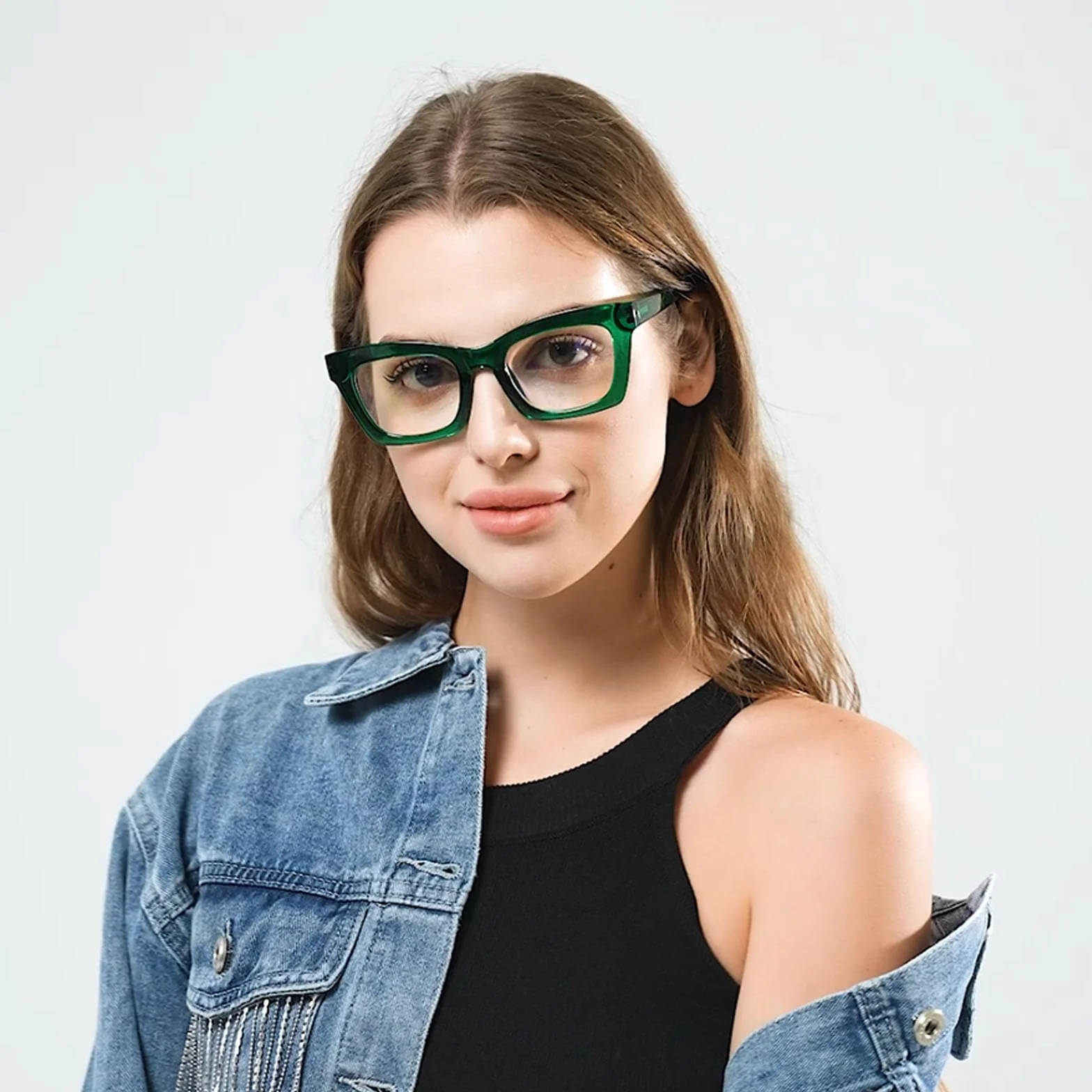 Hubeye Gafas de lectura para Mujeres Anteojos con Bisagra de resorte ultraligeras anti luz azul (Negro+Verde, 2.00)