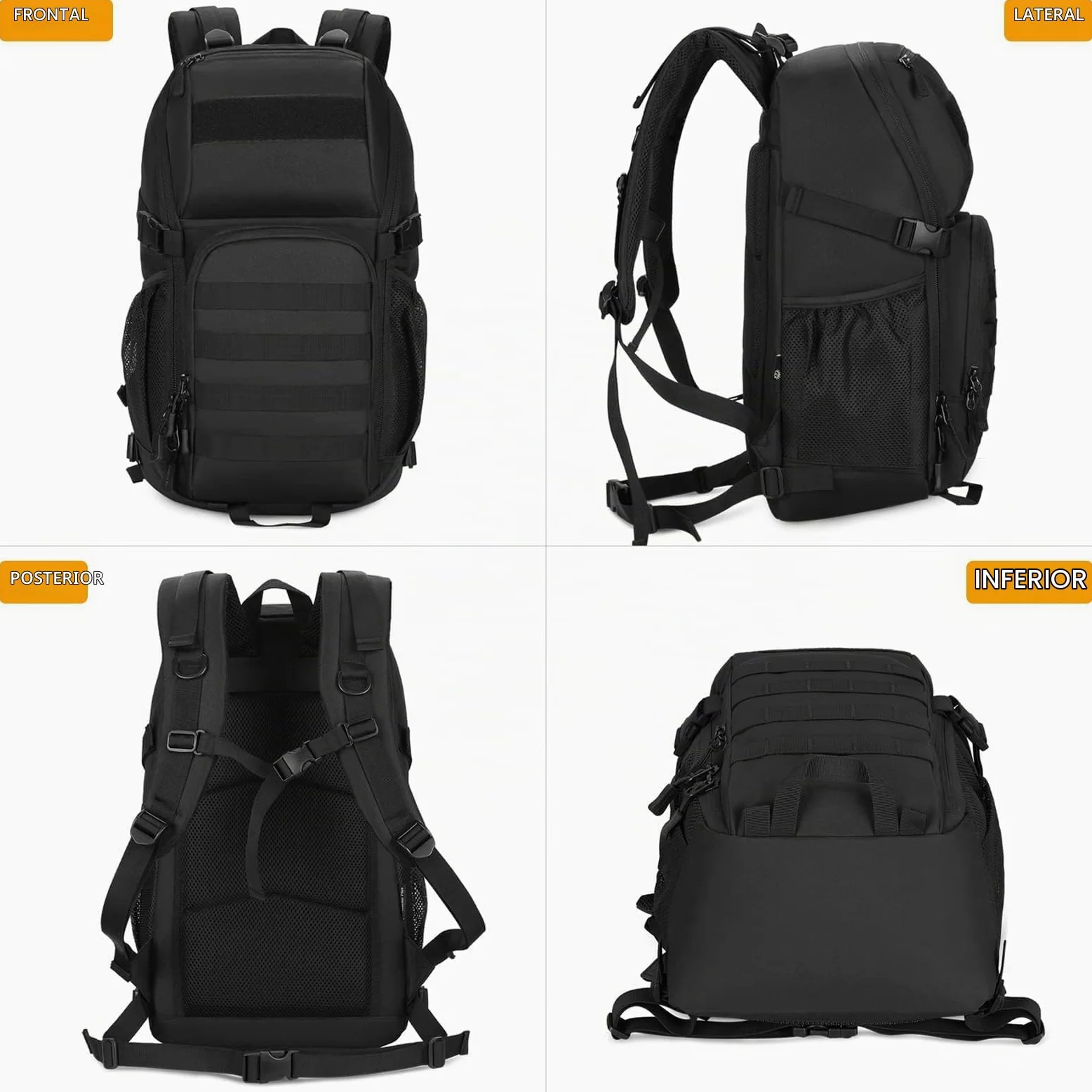 VINBAGGE Mochilas Camping,Mochila Senderismo Mochilas de Viaje Mochila Deporte Mochilas Tacticas Actividades al Aire Libre Acampar/Senderismo/Caza/Montañismo/Montar Bicicleta/30L-Negro