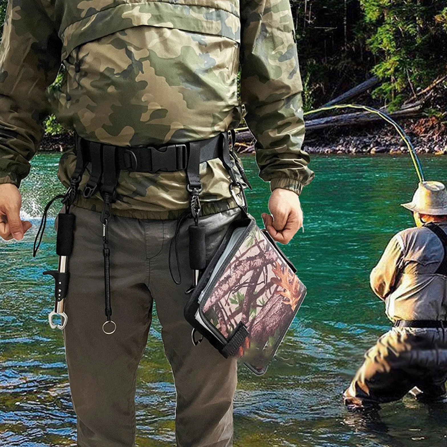 Cinturón de vadeador de pesca, cinturones de vadeo para kayaks, accesorios de pesca, cinturón de lucha, correas de vadeador, anillo en D y gancho, soporte para caña de cintura