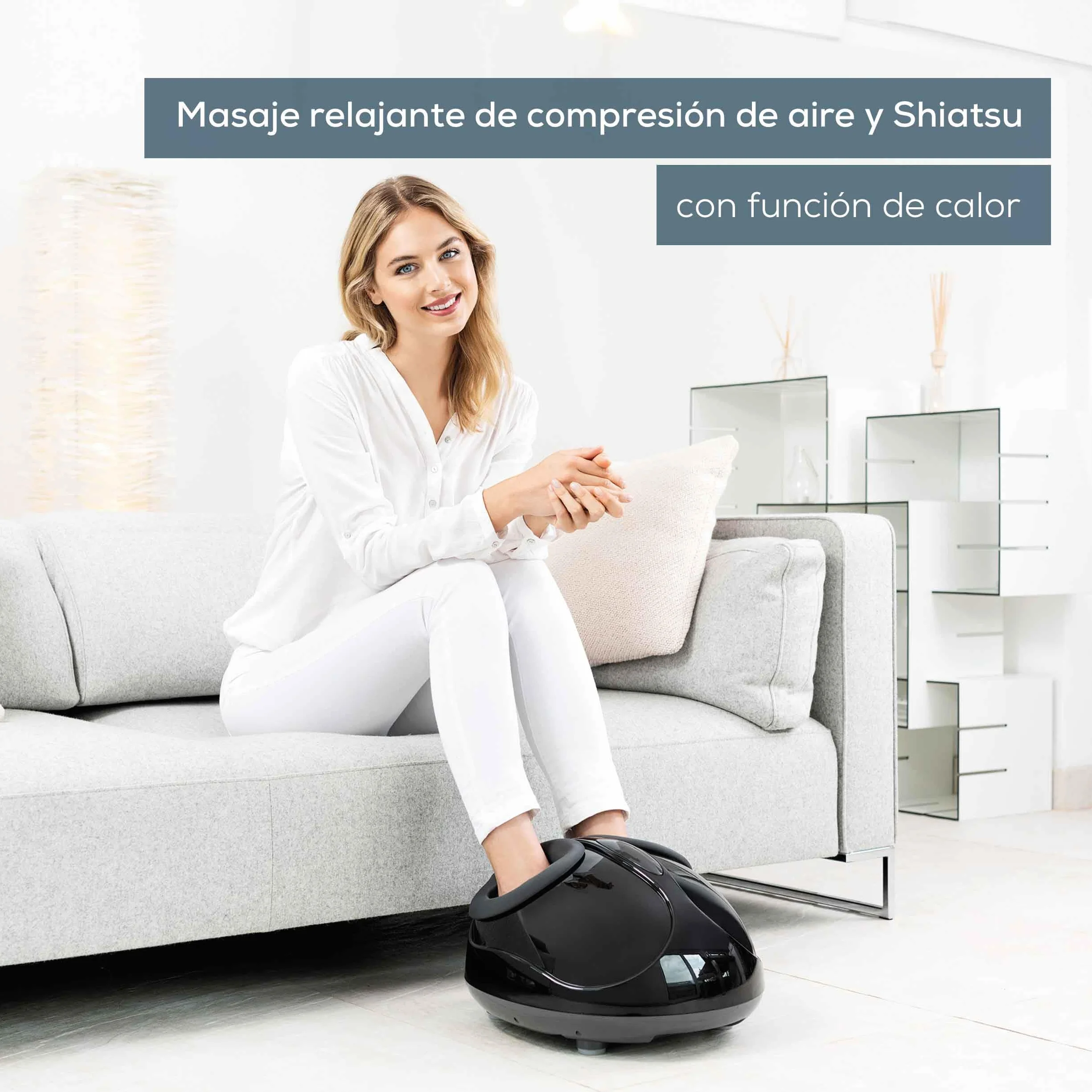 Beurer FM 90 Masajeador de pies Shiatsu, masaje por compresión de aire con calor conmutable, 3 programas de masaje