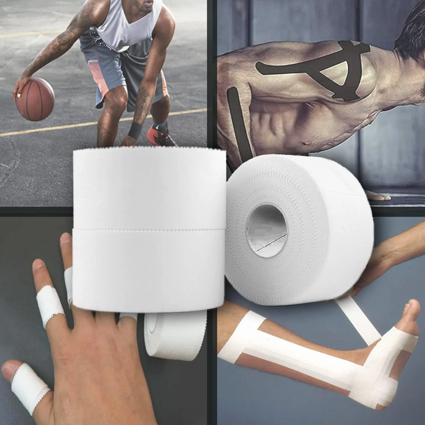 ANAMPION Cinta Adhesiva Deportiva 3,8cmx9,1M Sport Tape Hipoalergénica Rasgable Vendaje Deportivo