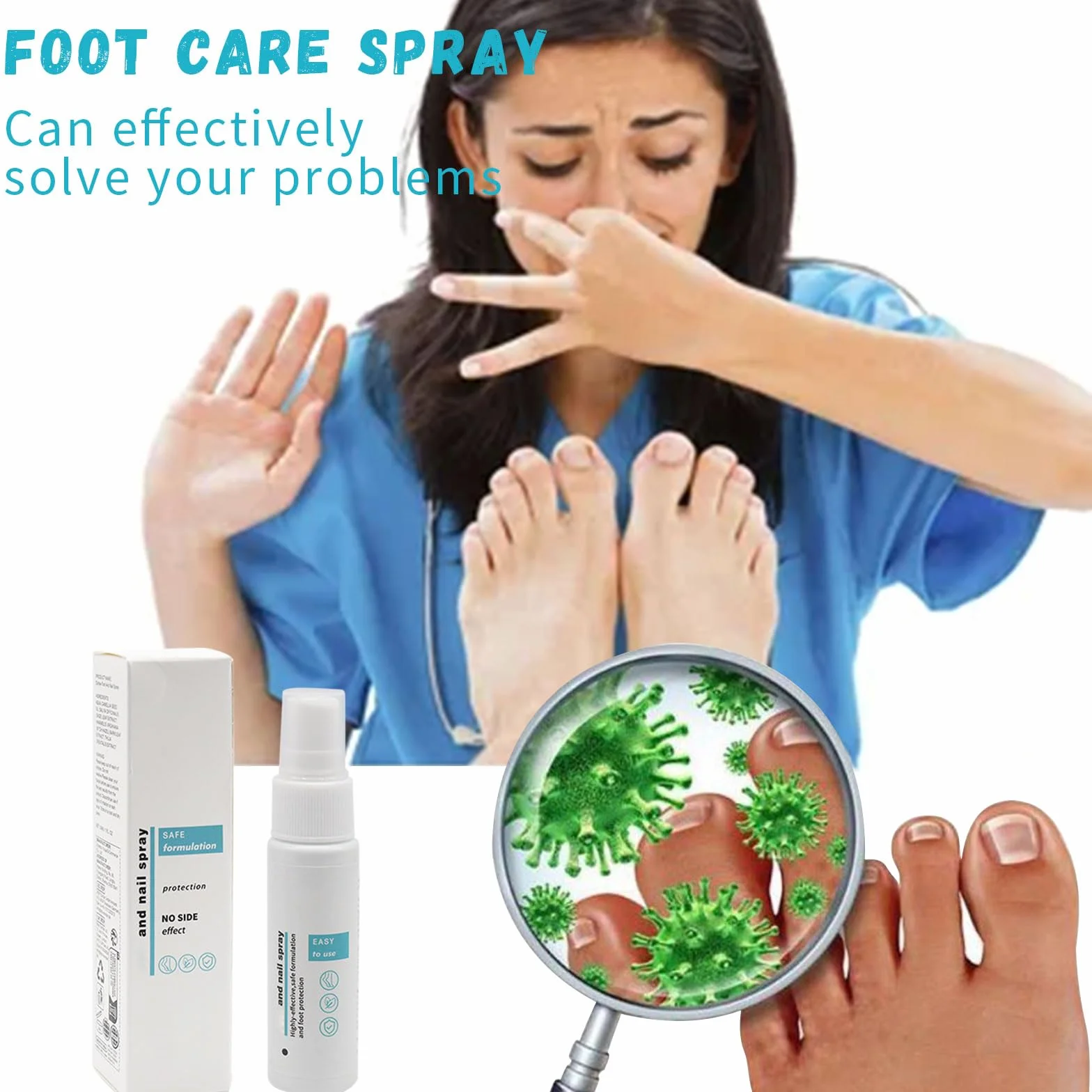 Spray Fungicida Contra Hongos En Los Pies, 2 x 30ml Tratamiento Para Uñas y Pies